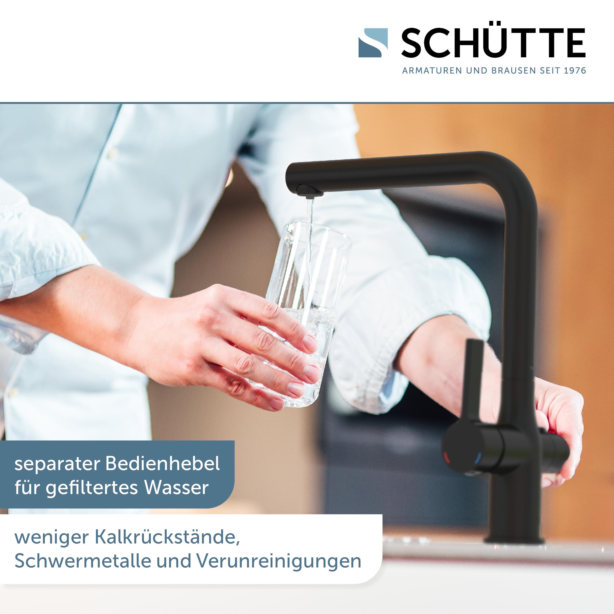 Schütte Trinkwasser-Spültischarmatur AQUASTAR PRO, Schwarz matt, mit Filtersystem