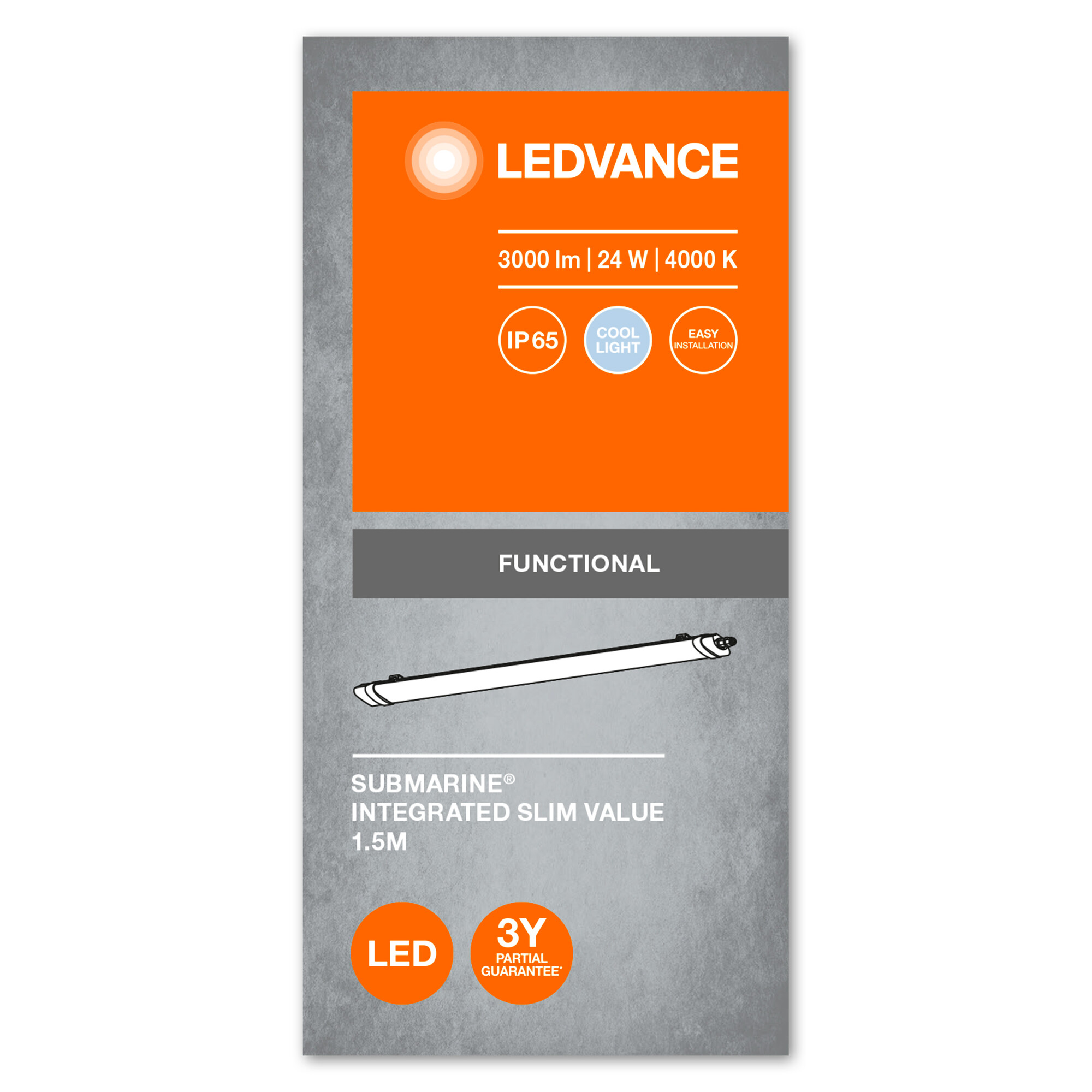 LEDVANCE Feuchtraumleuchte Submarine Integrated Slim Value 1.5M, 24W, 4000K LEDVANCE Feuchtraumleuchte Submarine Integrated Slim Value 1.5M, 24W, 4000K