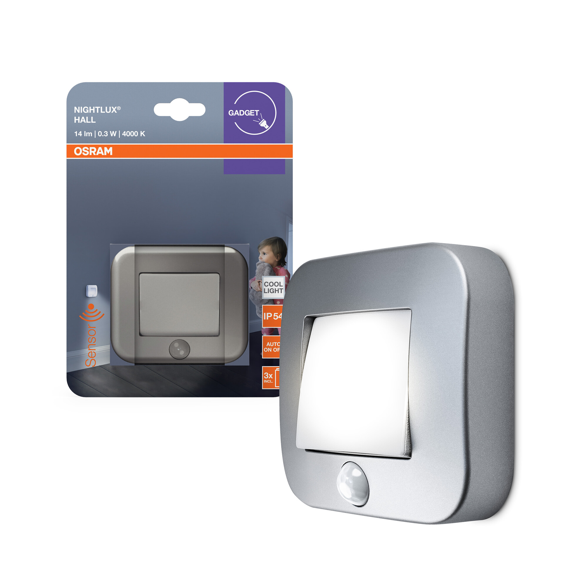 Osram Nachtlicht "Nightlux Hall", silber