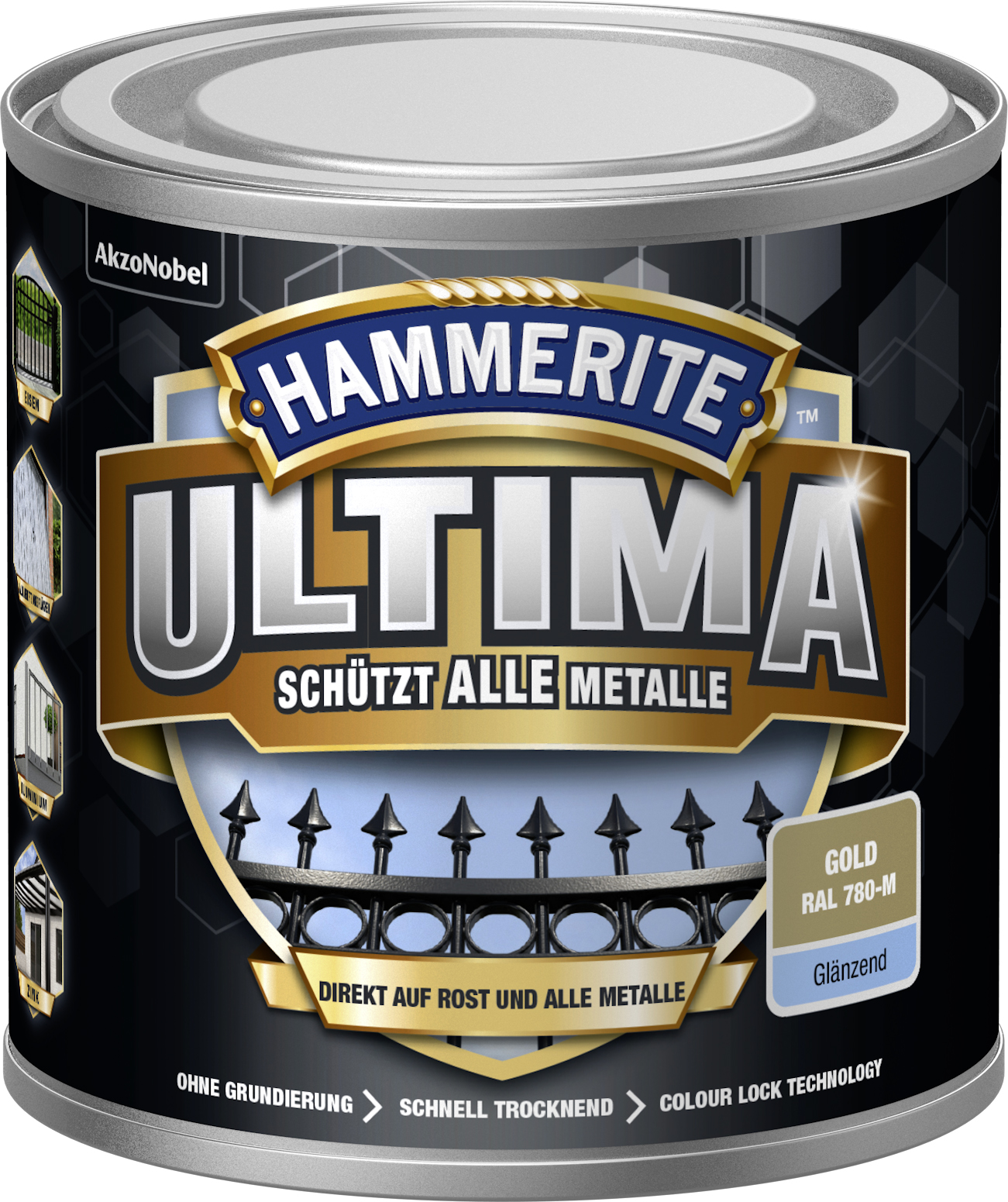 Hammerite Metall Schutzlack Ultima gold RAL780-m, 250 ml Hammerite Metall Schutzlack Ultima gold RAL780-m, 250 ml