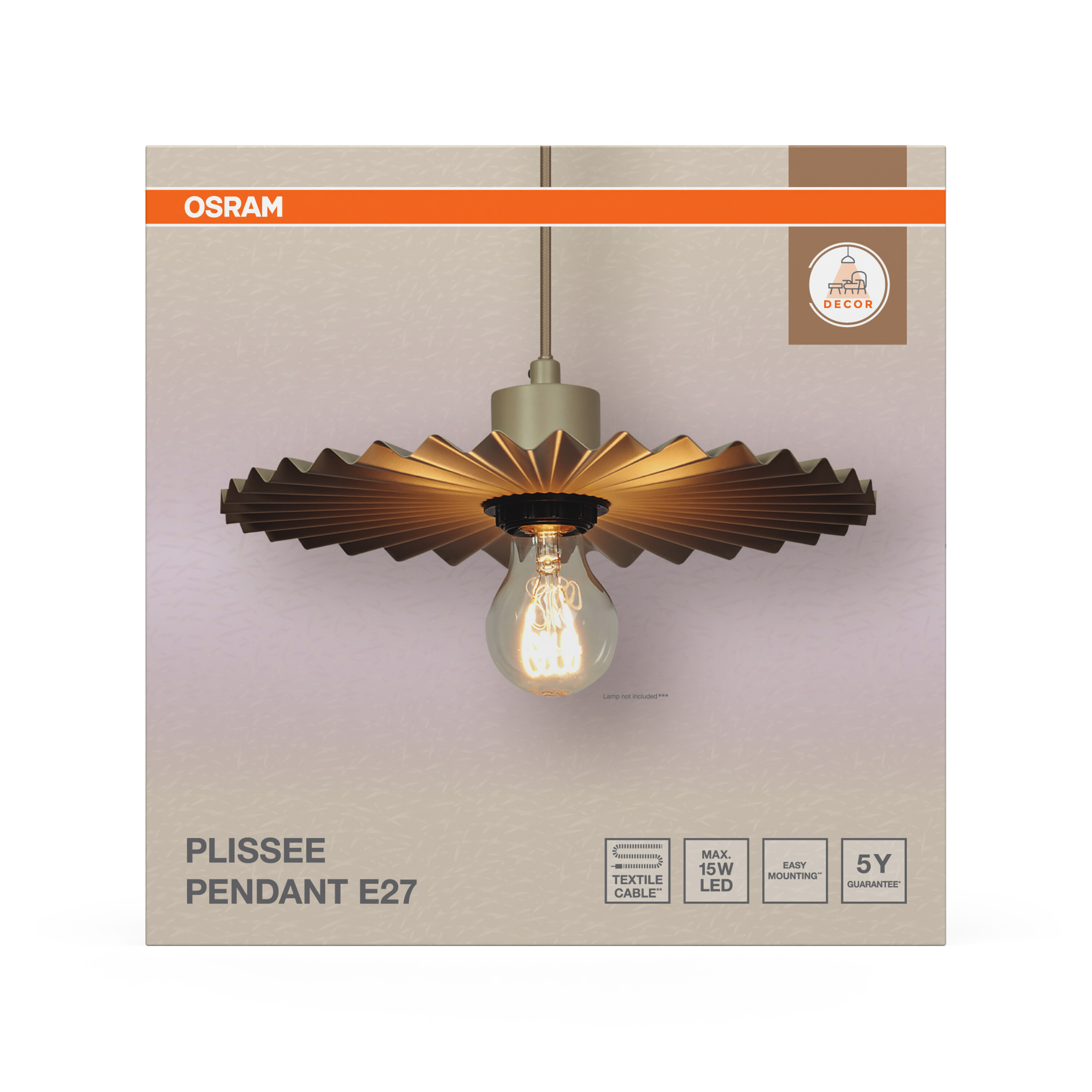 Osram Decor Plissee Pendelleuchte E27, schwarz