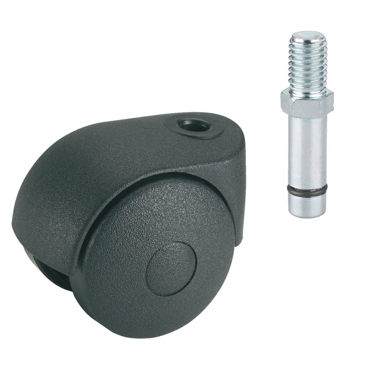 134366 Dörner + Helmer Doppelrolle 40 mm schwarz, Gewindestift M-8x15 mm