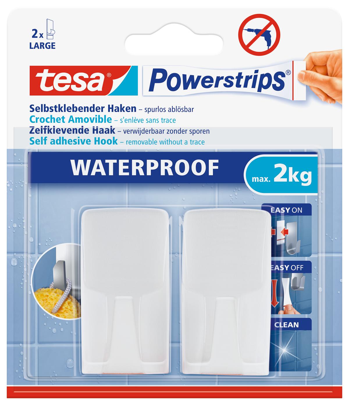 tesa_powerstrips_nart-597010000002_li406_front tesa Powerstrips Selbstklebeneder Haken Waterproof Wave, weiß