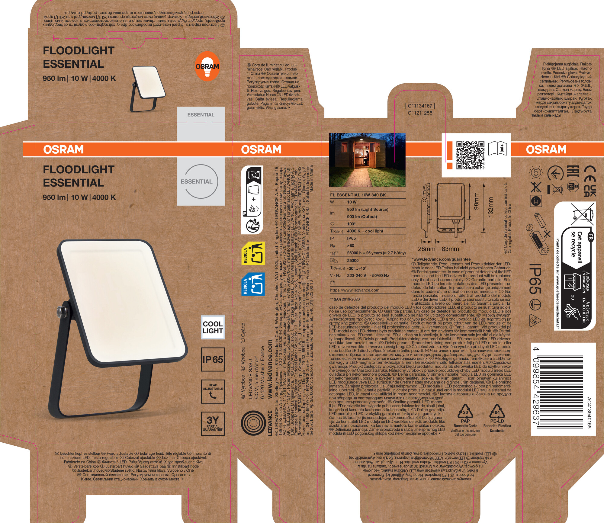 Osram Flutlicht Essential Strahler, 10W, schwarz