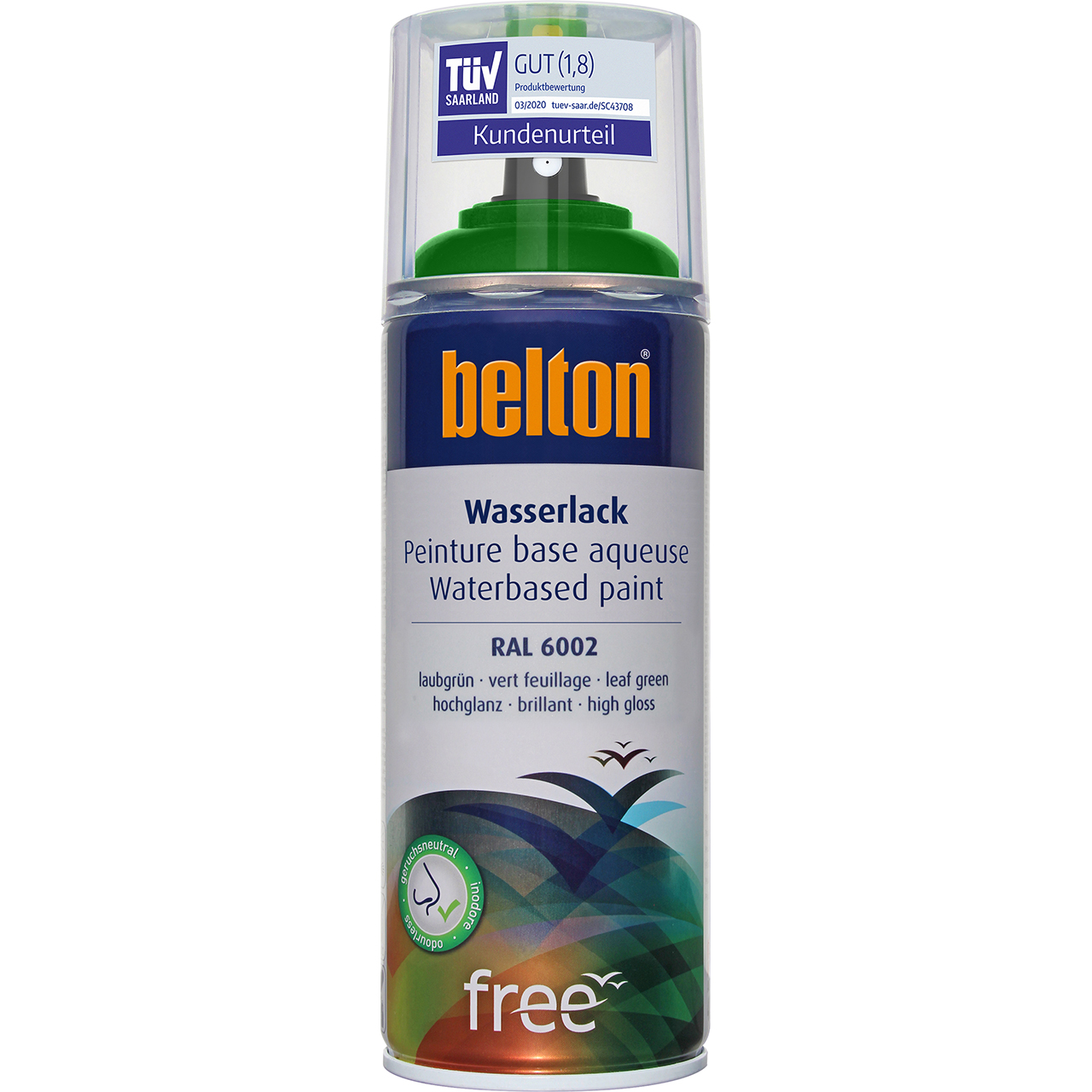 belton free Wasserlack laubgrün hochglänzend, 400ml