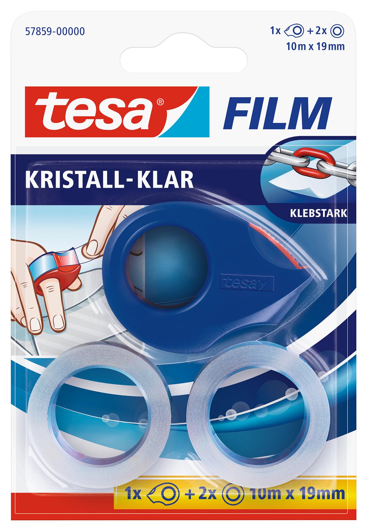 tesafilm_Crystal_Clear_578590000013_LI400_front_pa tesa kristall-klar tesafilm, 2 Rollen + Mini Abroller