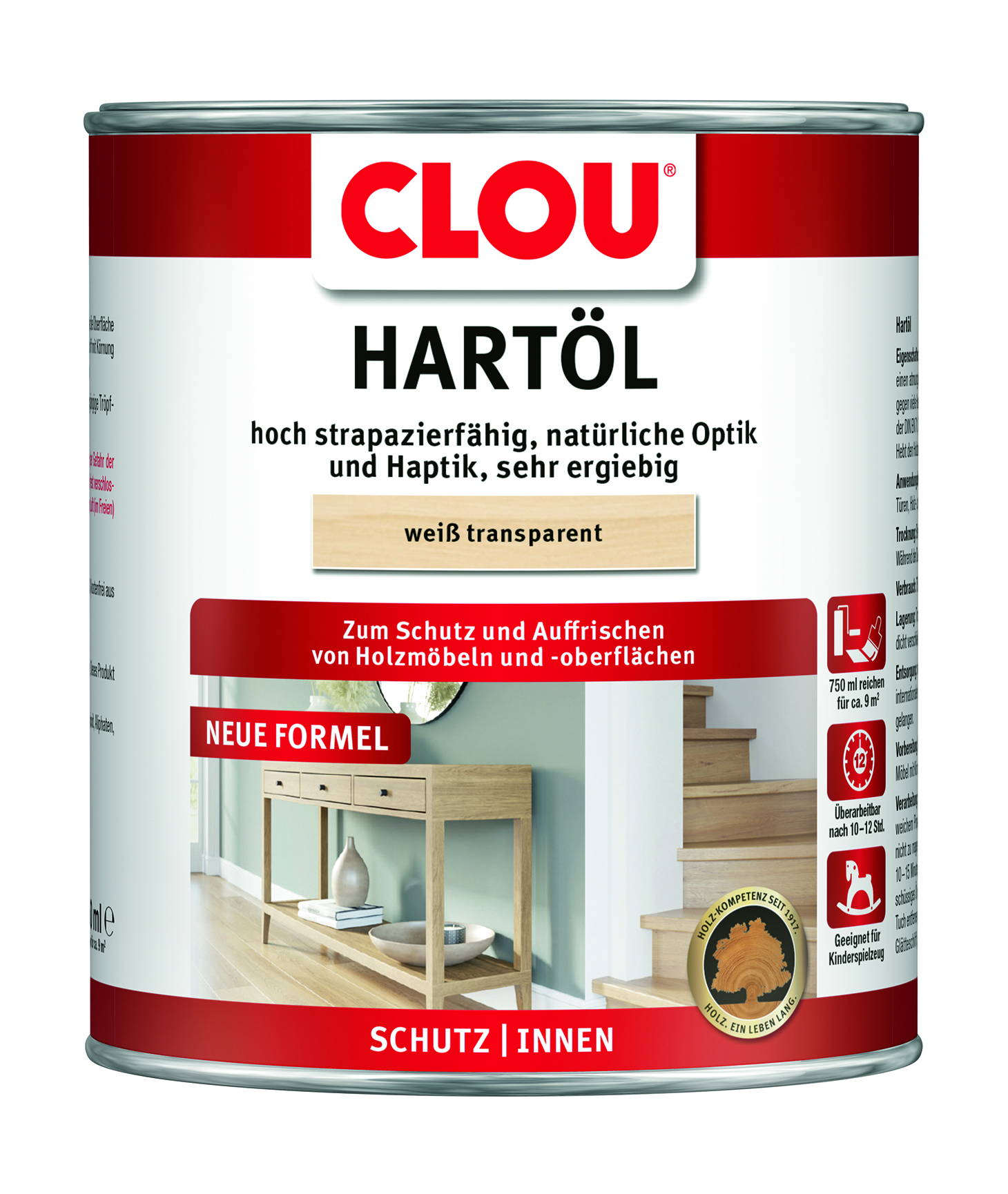 Clou Hartöl Nr. 3, Weiß Transparent, 750 ml
