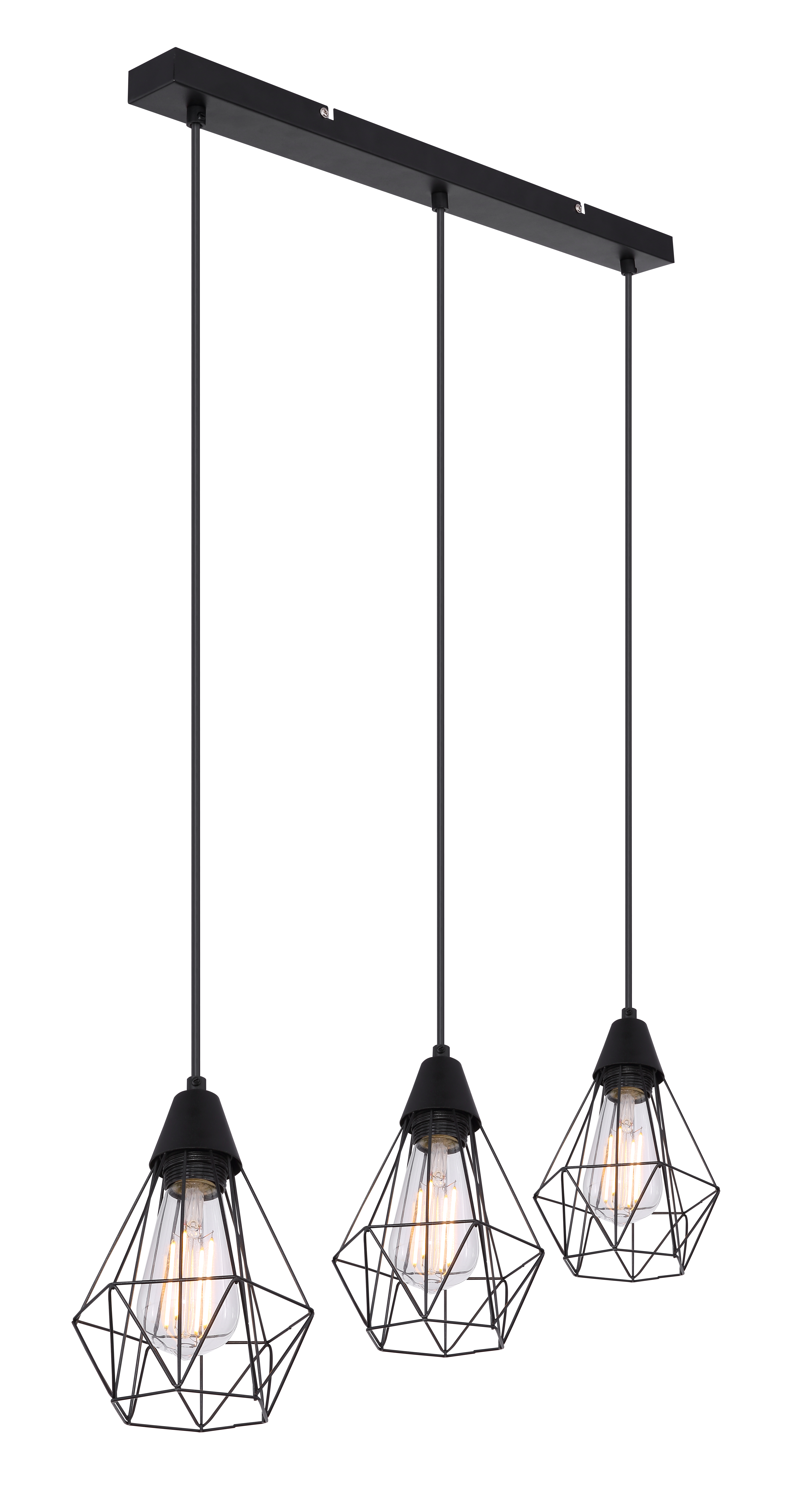 711957_a GLOBO HÄNGELEUCHTE 3XE27 METALL SCHWARZ-MATT H:120CM