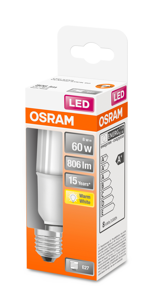 4058075428447_Packaging_image OSRAM LEUCHTMITTEL LED STAR STICK 60 FR 8 W/2700K E27