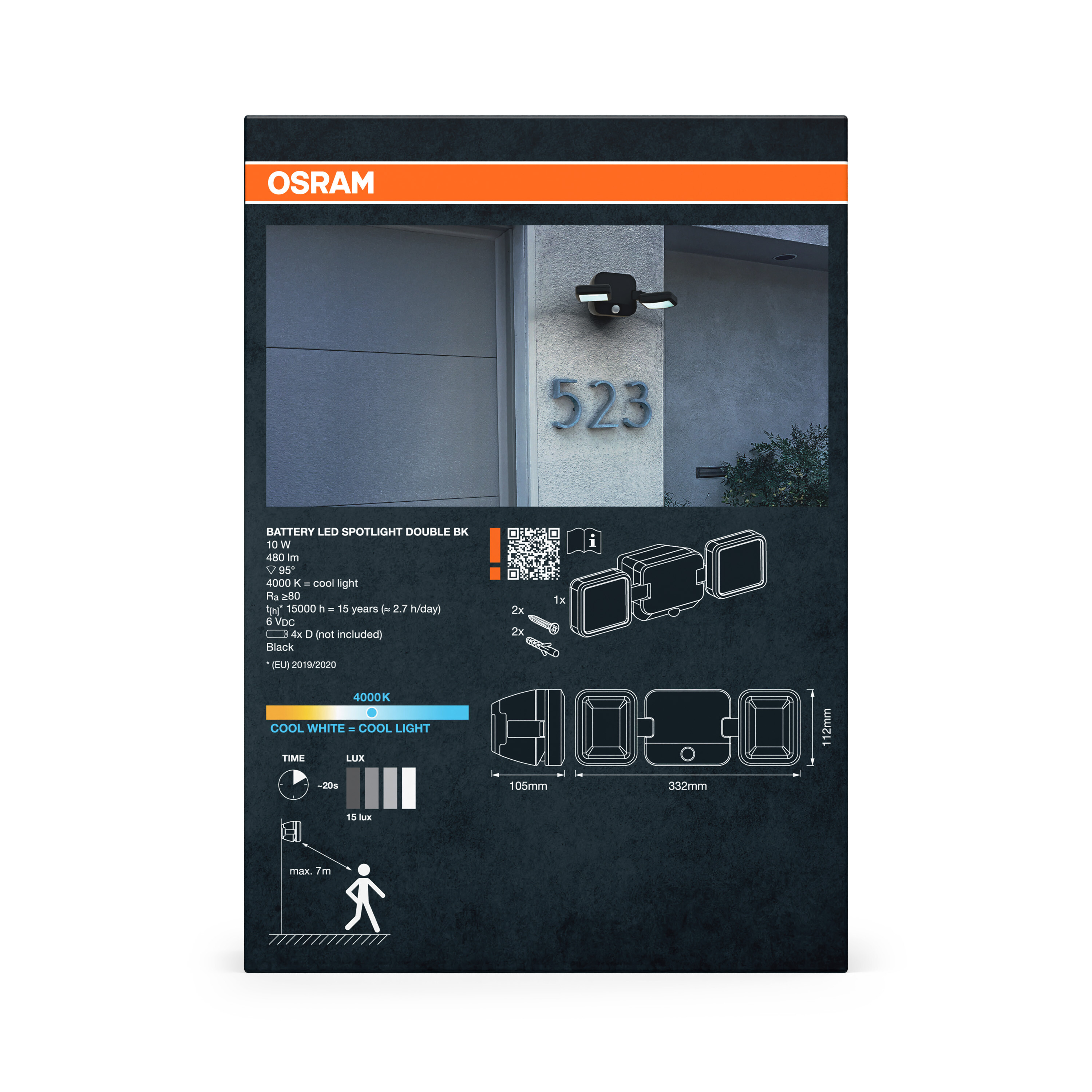 Osram LED Außenleuchte Battery Double, 10W, schwarz