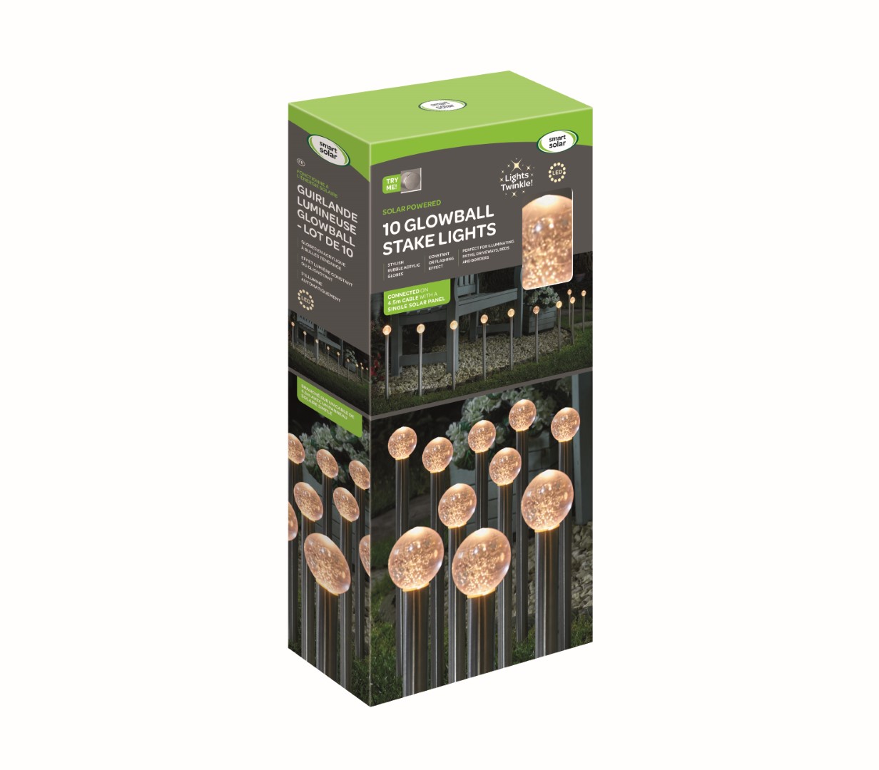 Smart Garden 10x GlowBall Stake Light Solarleuchten, warmweiß