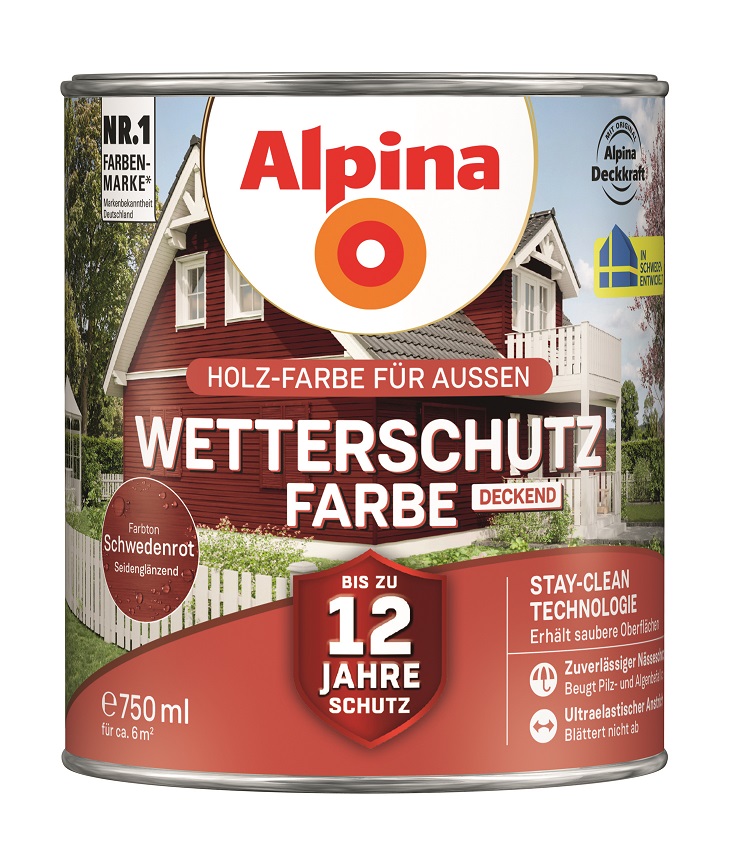 Alpina Wetterschutz-Farbe Schwedenrot, 750ml