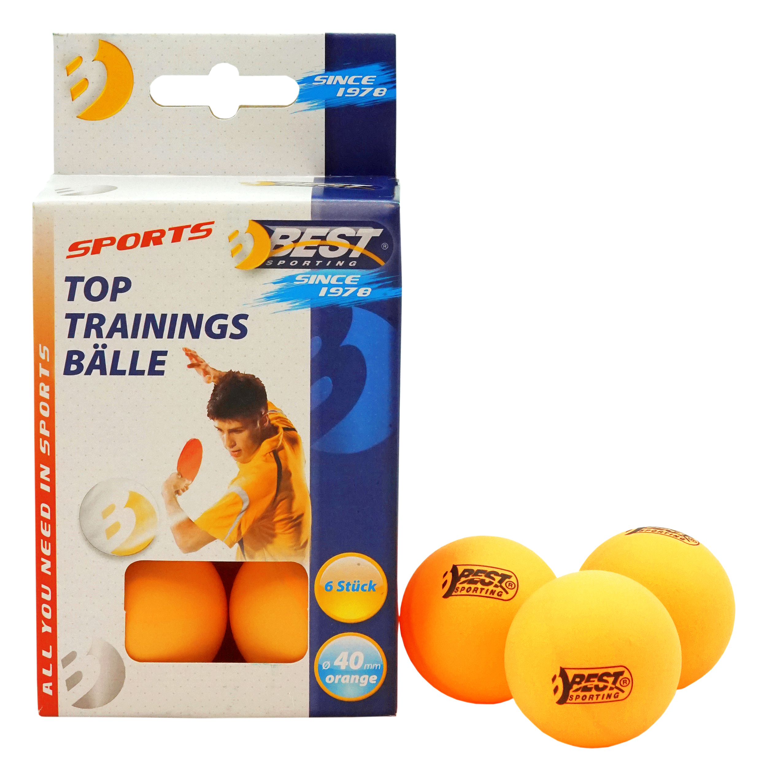Best Tischtennis-Trainingsbälle, orange