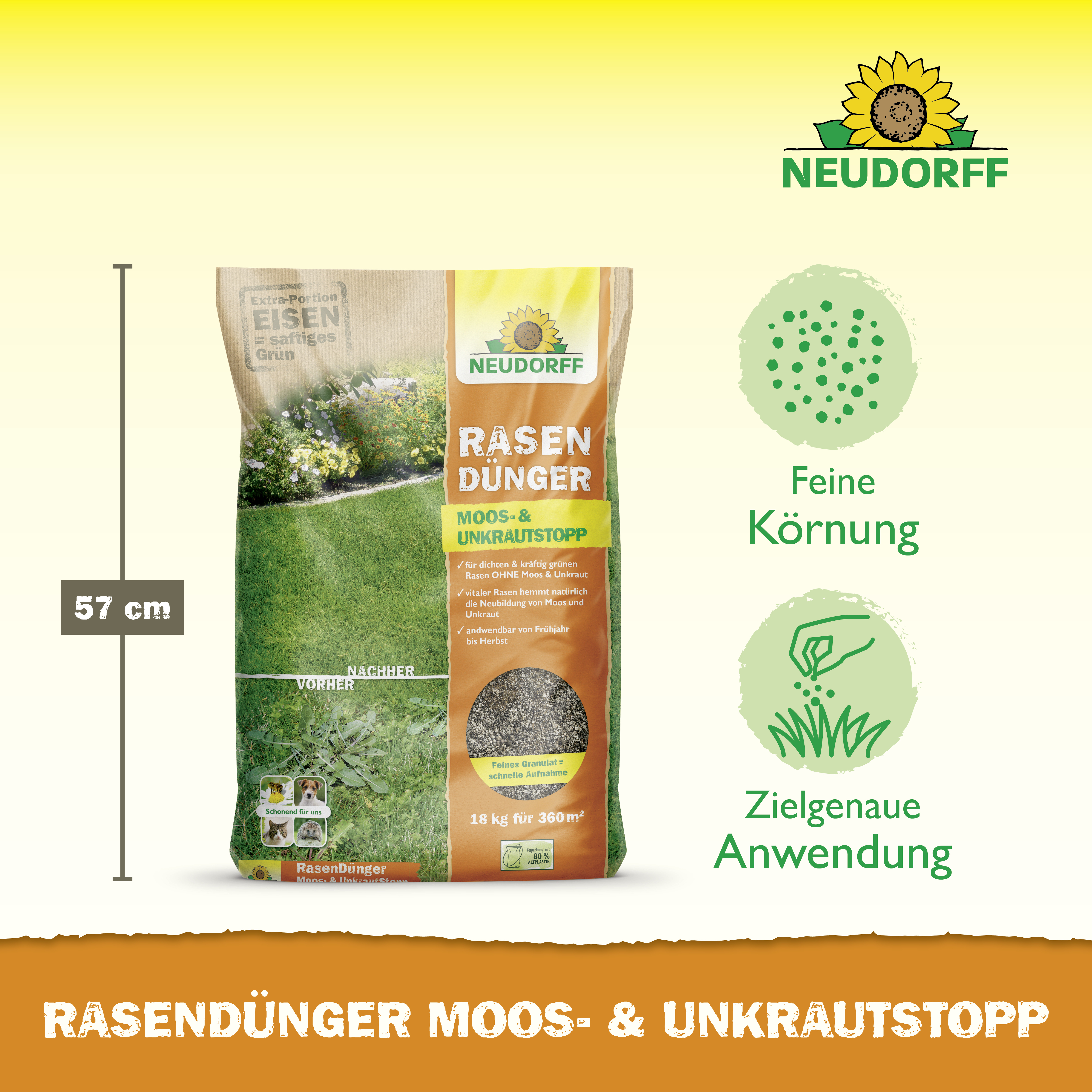 Neudorff RasenDünger Moos- & UnkrautStopp, 18 kg