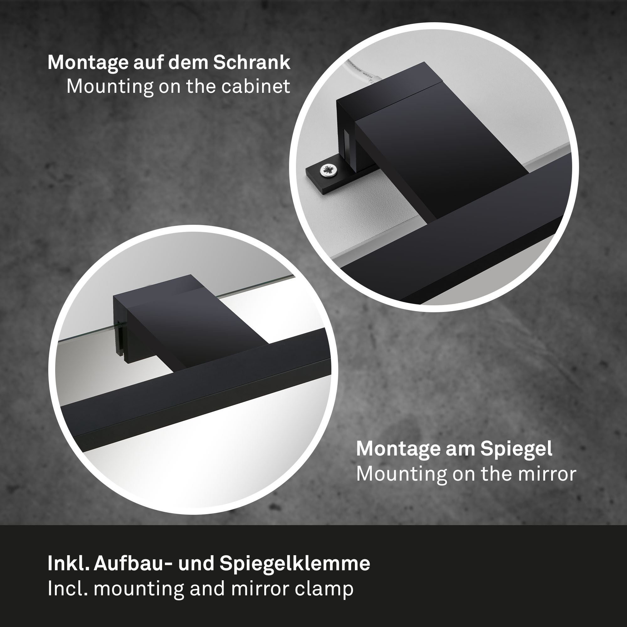 Briloner LED Badleuchte, schwarz, 1xLED Briloner LED Badleuchte, schwarz, 1xLED