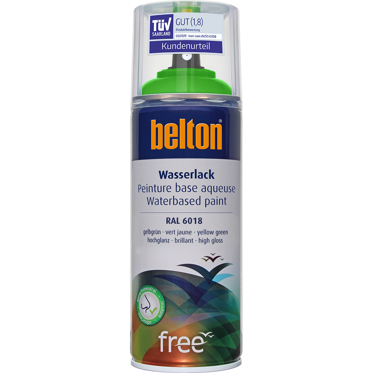 belton free Wasserlack gelbgrün hochglänzend, 400ml