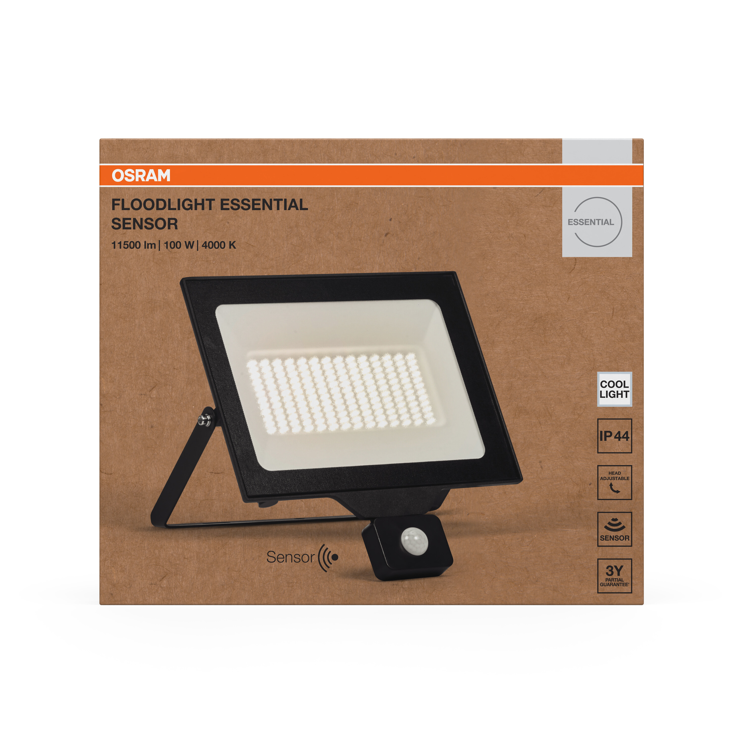 Osram Flutlicht Essential, Sensor, 100W, schwarz