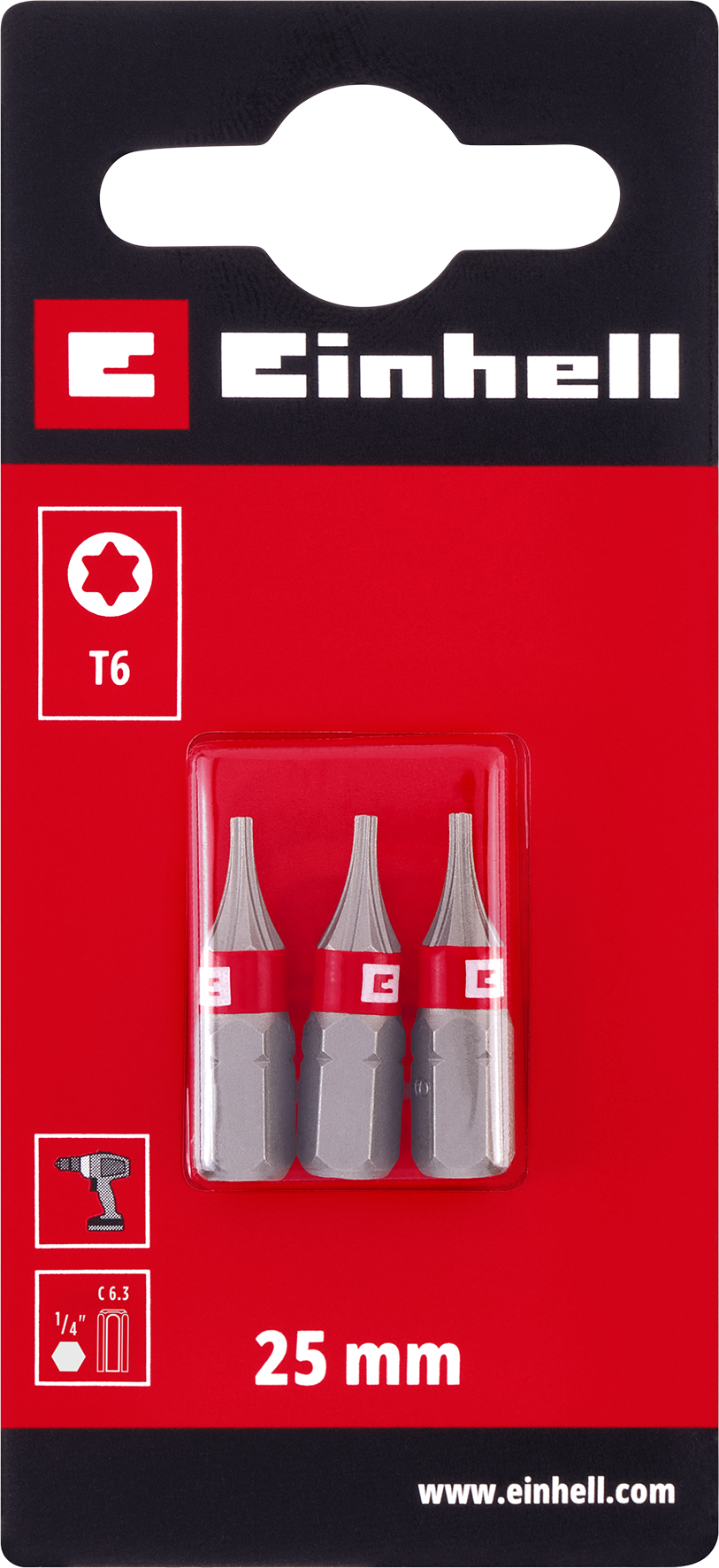 Einhell Standard-Bits, 25 mm, T6