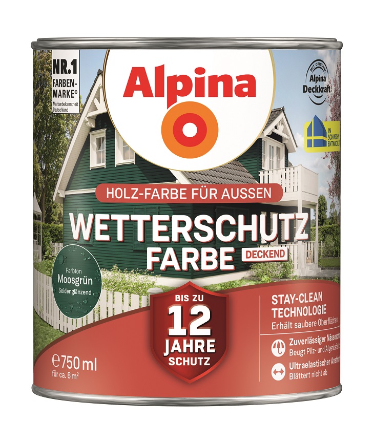 4001244700981_1 Alpina Wetterschutz-Farbe Moosgrün, 750ml