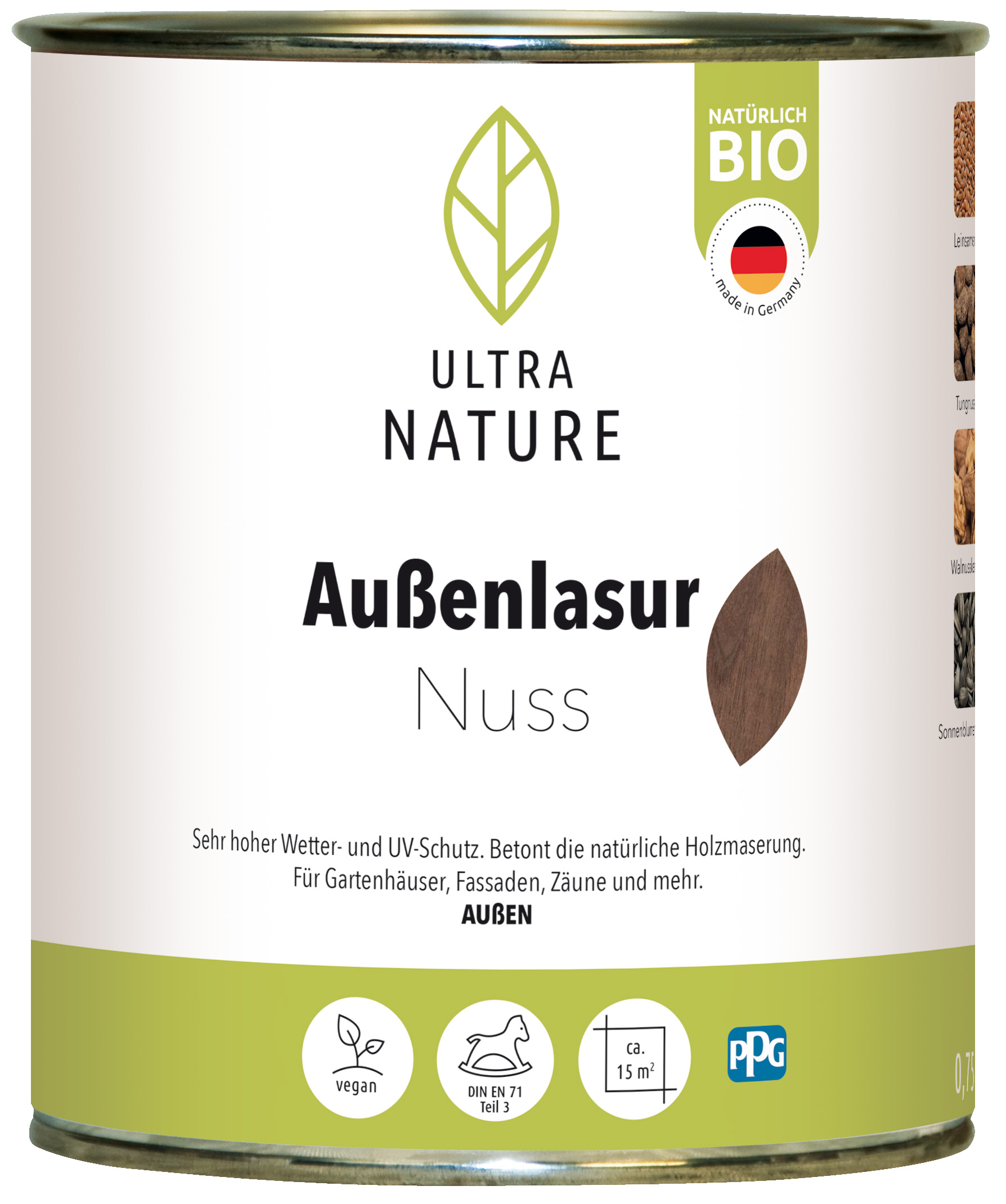 Ultra Nature Außenlasur Nuss, 0,75 l Ultra Nature Außenlasur Nuss, 0,75 l