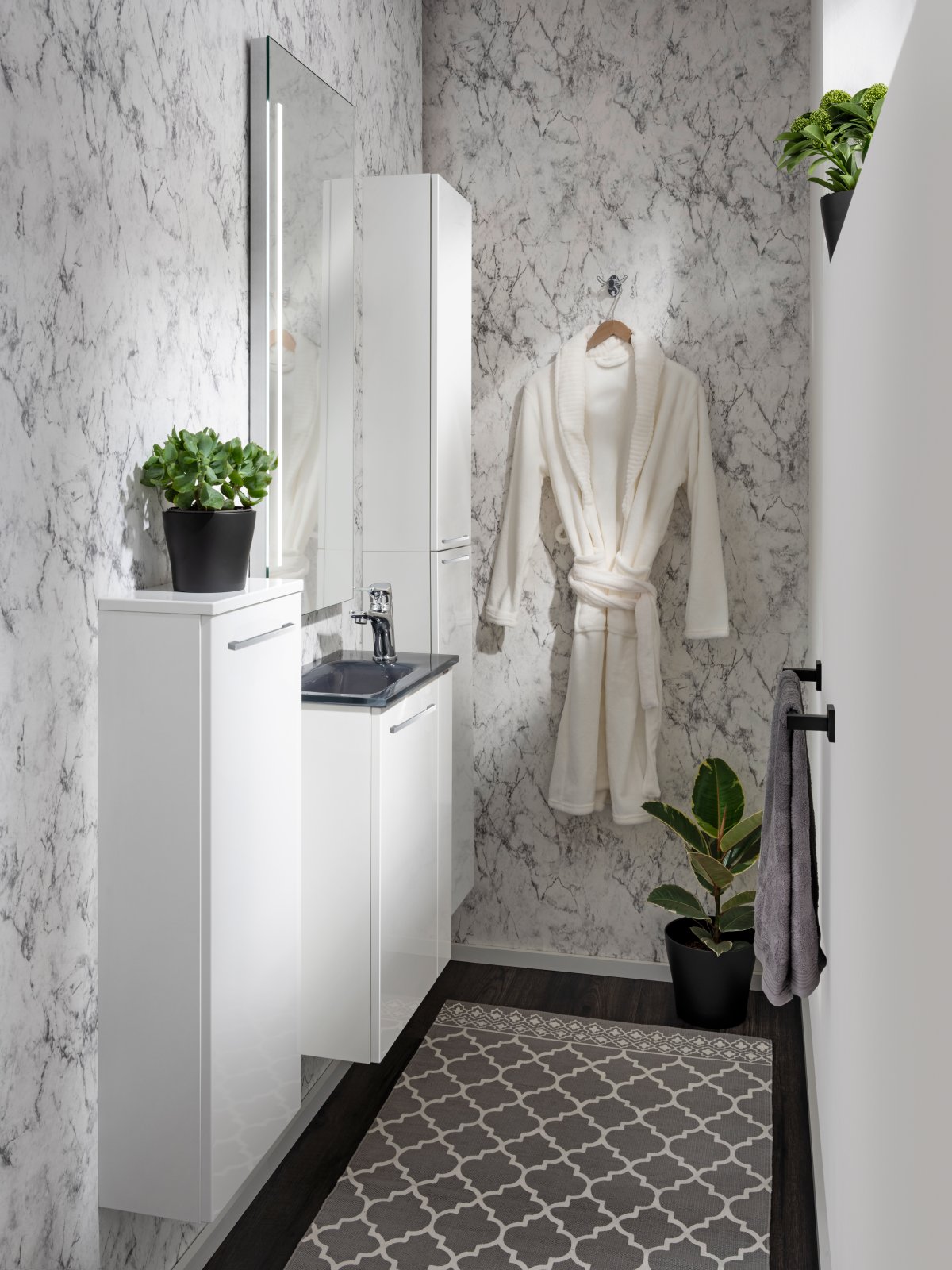 Fackelmann SBC Midischrank slim, 302 x 826 x 170 mm, weiß