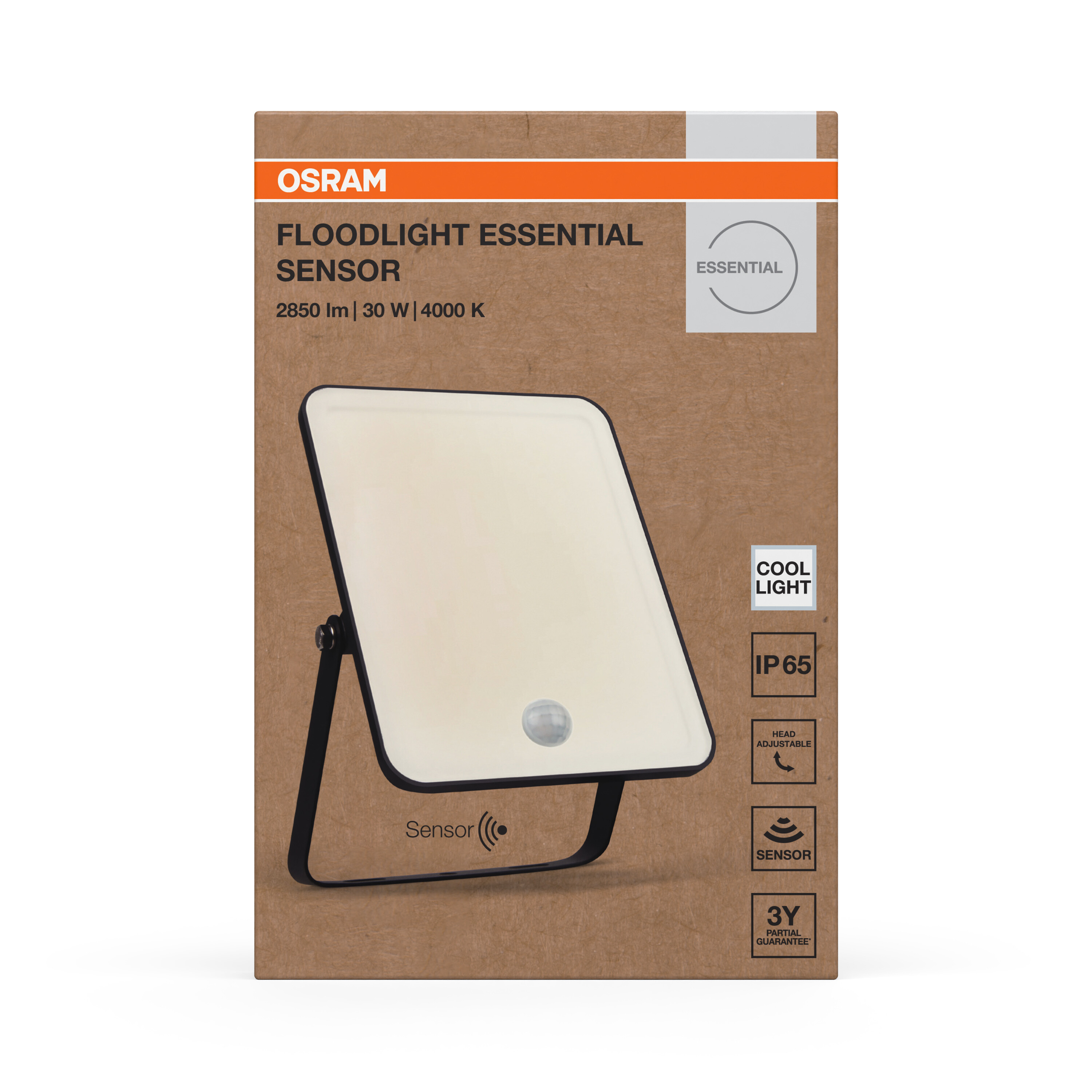 Osram Fluchtlicht Essential Sensor, 30W, schwarz