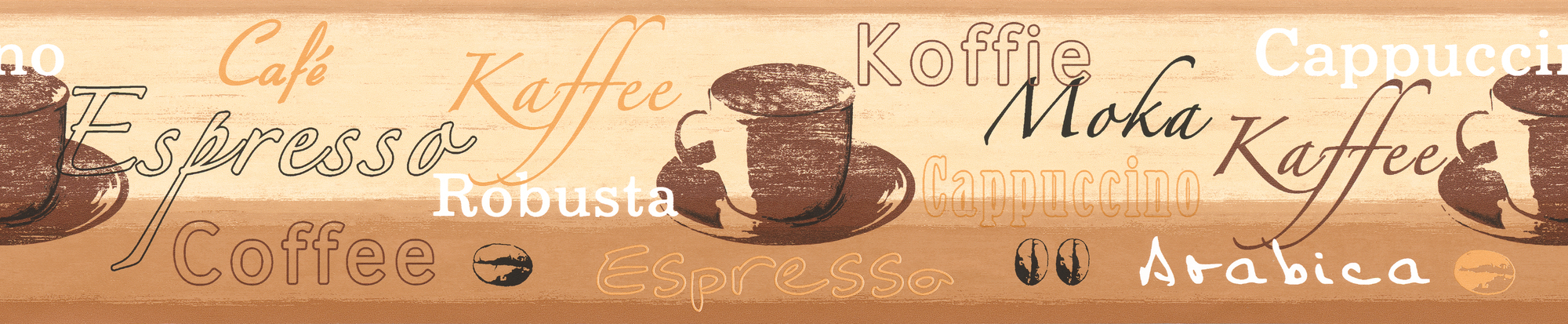 A.S. Création Bordüre mit kaffeetassen und schriftzügen, braun beige – selbstklebende küchenborte im café-stil A.S. Création Bordüre mit kaffeetassen und schriftzügen, braun beige – selbstklebende küchenborte im café-stil