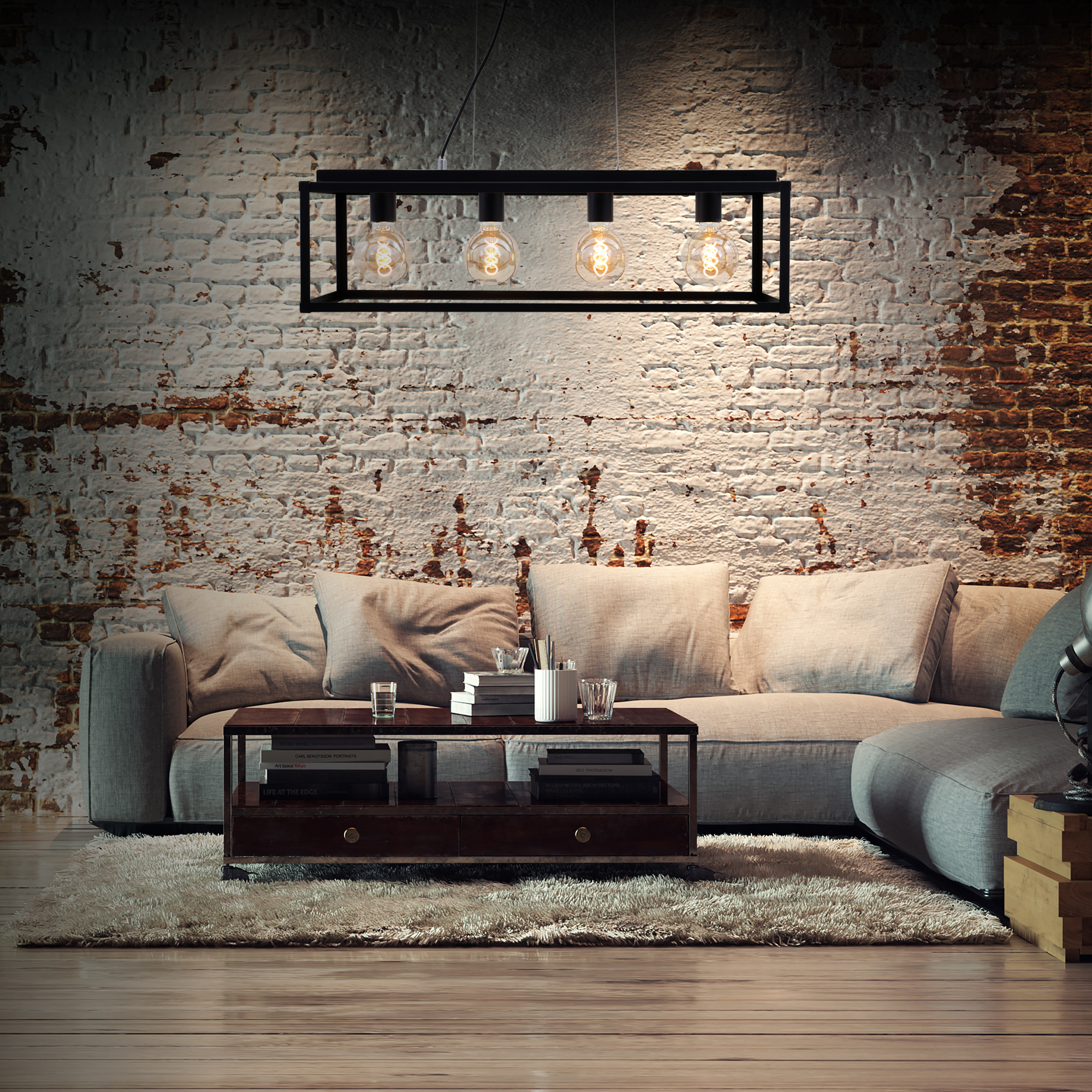 172269-6 BRILONER HÄNGELEUCHTE 4XE27 BLACK STEEL H:120CM