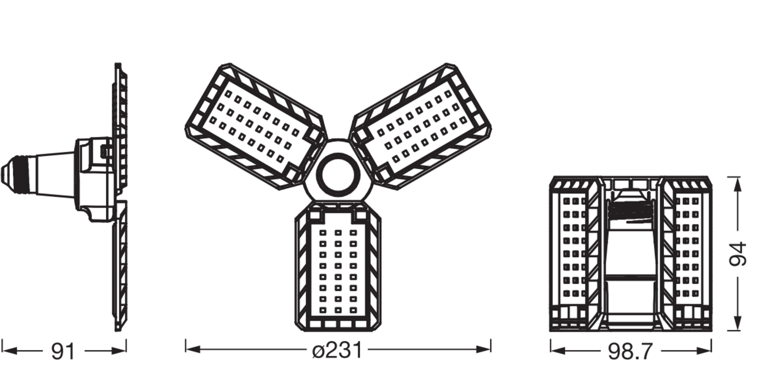 Osram Highbay Blade Deckenlampe mit Flügeln, E27, 17W