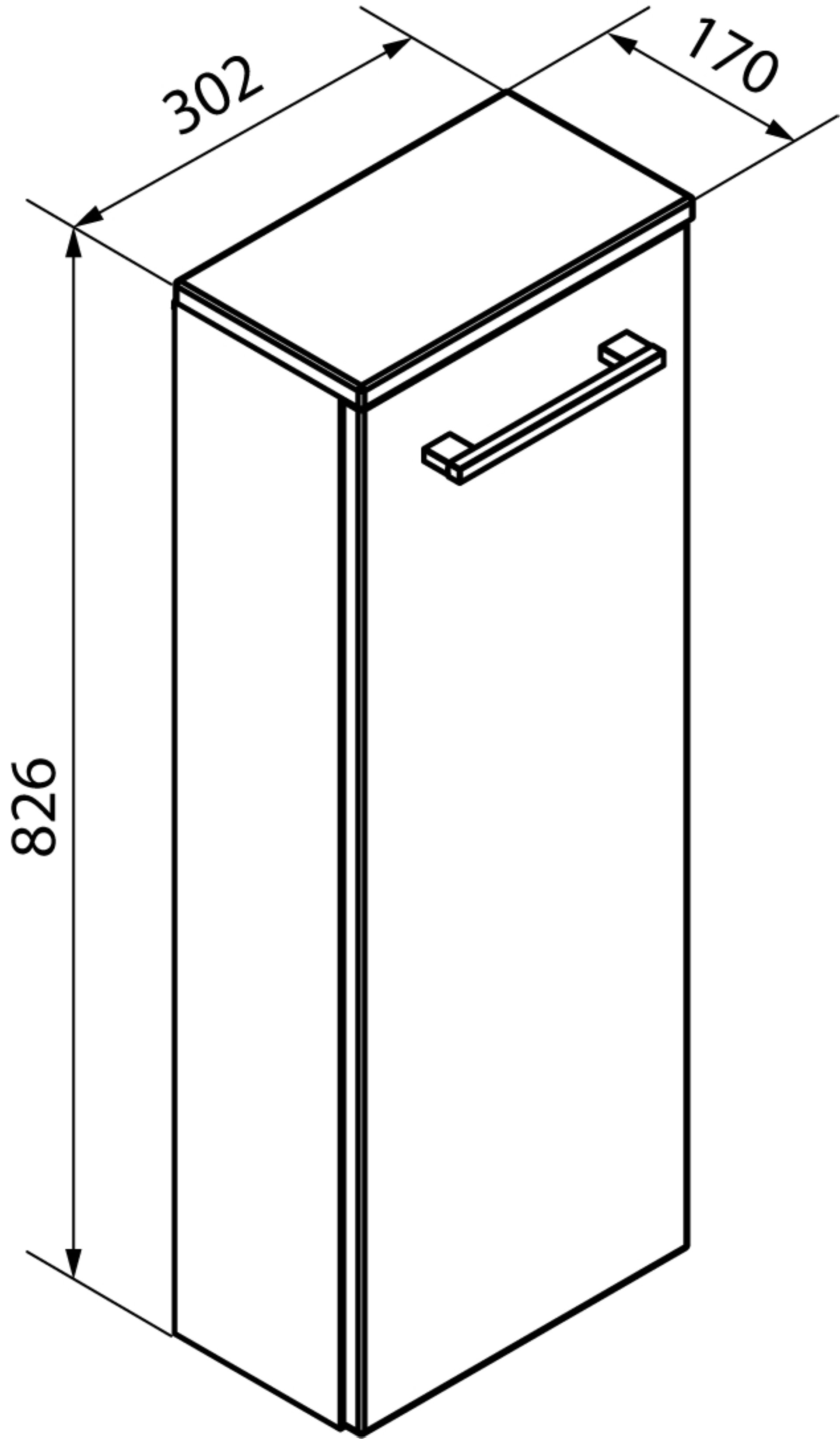 Fackelmann SBC Midischrank slim, 302 x 826 x 170 mm, weiß