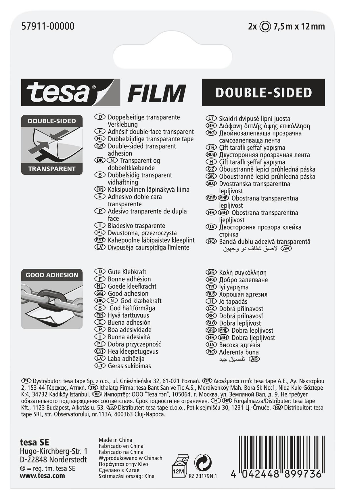 tesa doppelseitiger tesafilm, 7,5 m