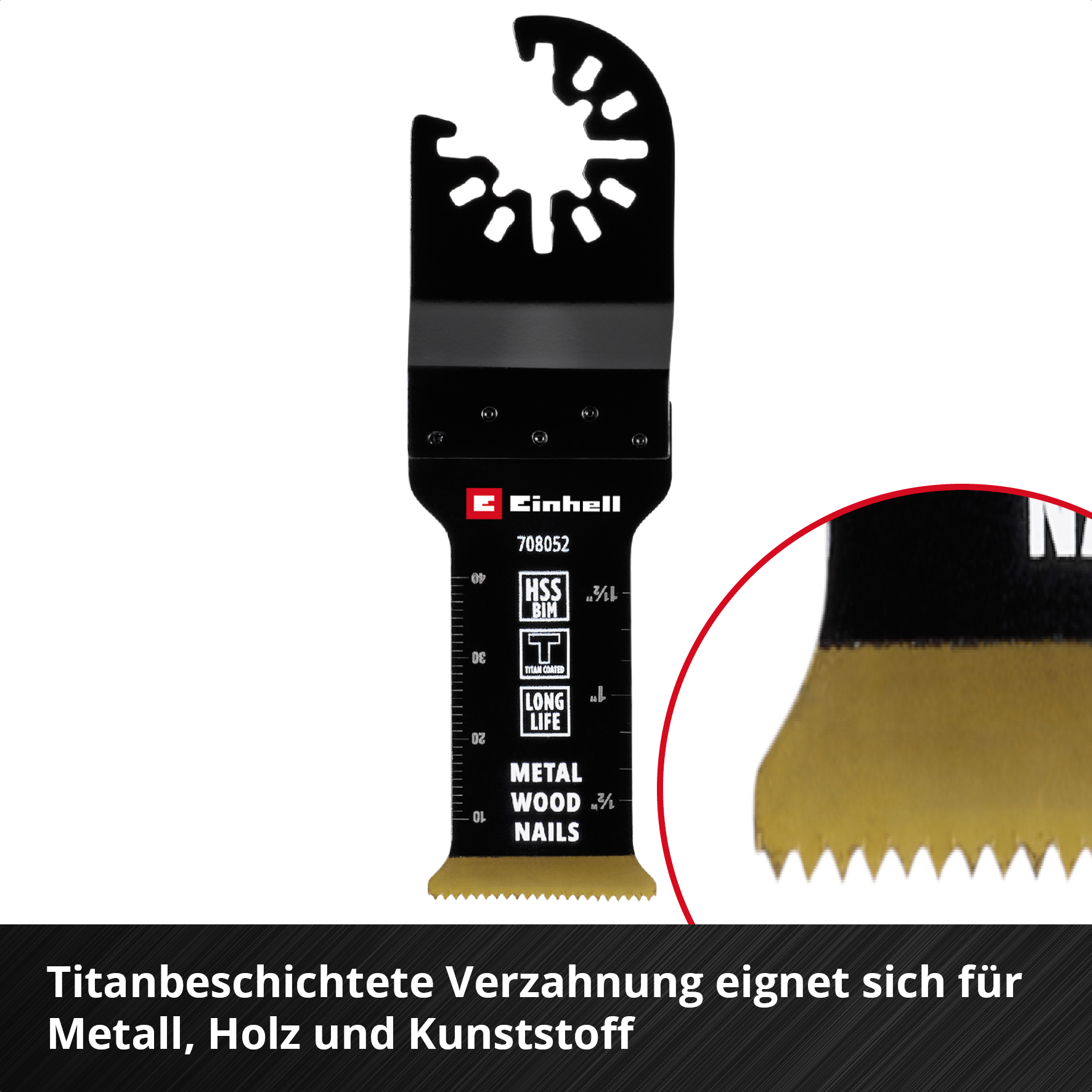 Einhell HSS-BiM-Tauchsägeblatt mit Universalaufnahme und Titanbeschichtung, gerade, 29 x 54 mm