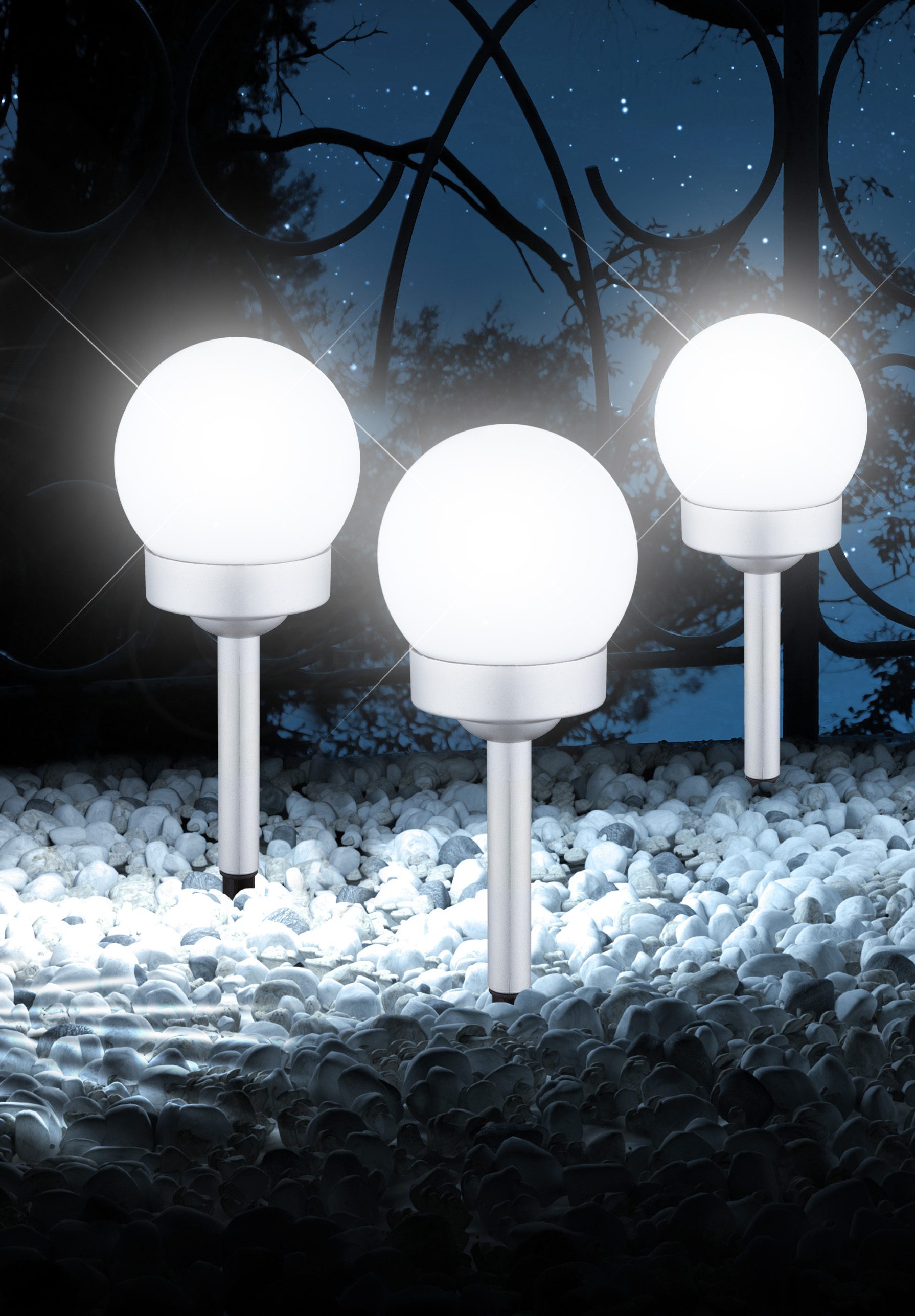 Globo Solarleuchte Kunststoff silber metallic, 10 x LED Globo Solarleuchte Kunststoff silber metallic, 10 x LED