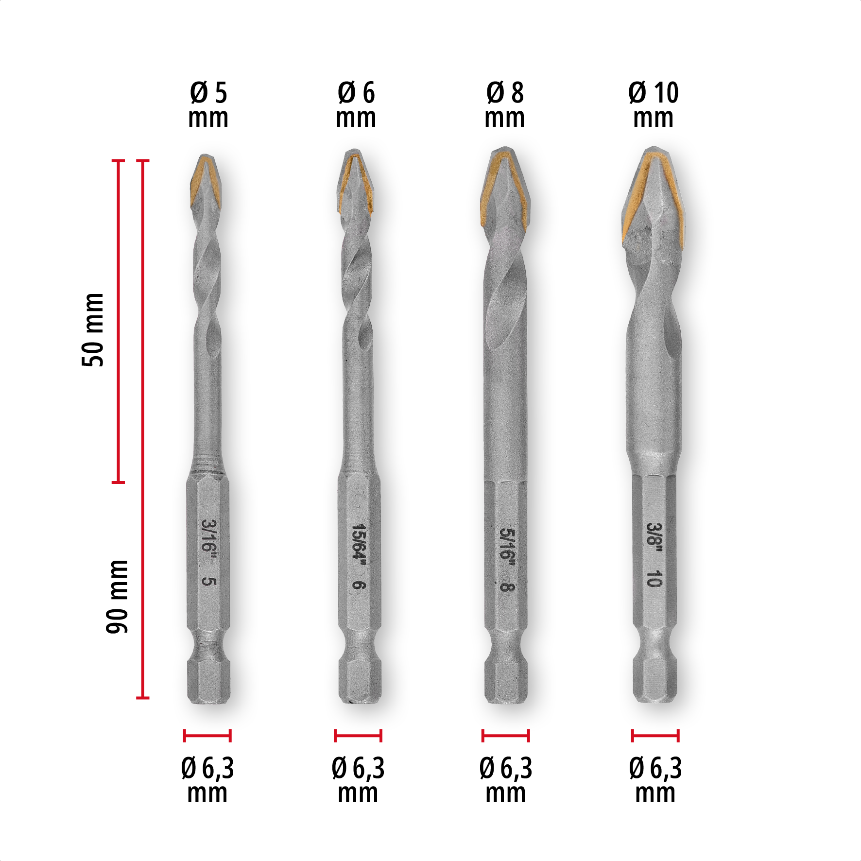 Einhell HM-Fliesenbohrer-Set, XS-CASE, 4-tlg., Ø 5-10 mm Einhell HM-Fliesenbohrer-Set, XS-CASE, 4-tlg., Ø 5-10 mm