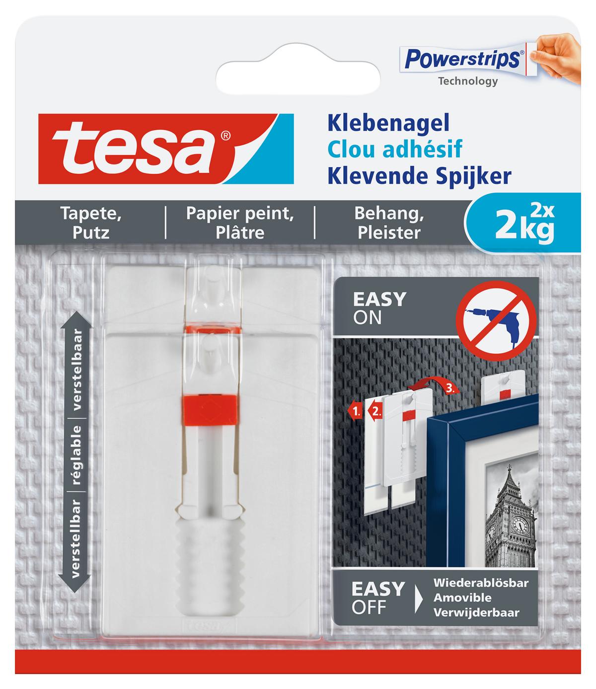 tesa_777770000000_LI406_front_pa tesa Klebenagel verstellbar, Tapete & Putz, 2 kg