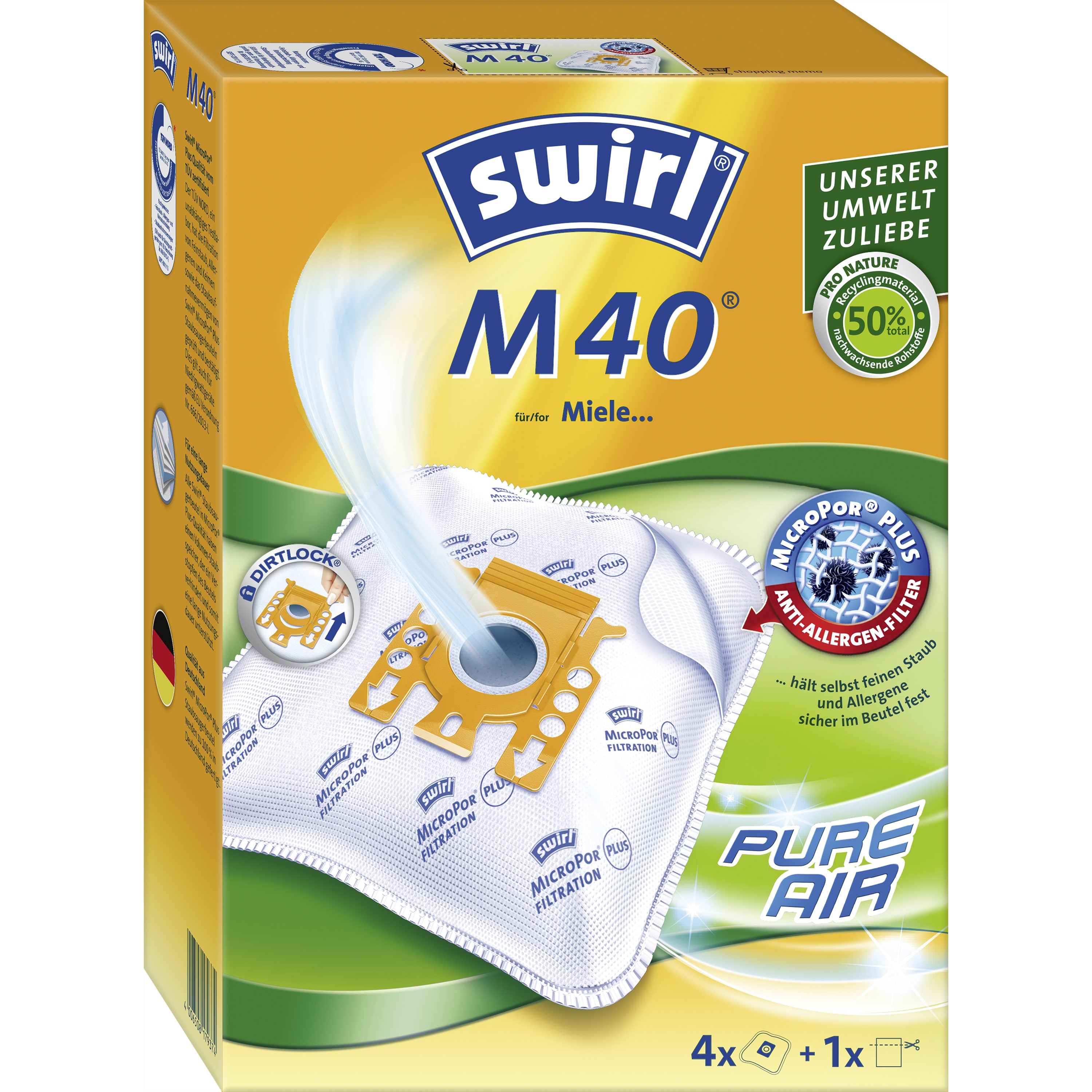 384551 SWIRL STAUBSAUGERBEUTEL M40 .AIRSP.4BTL