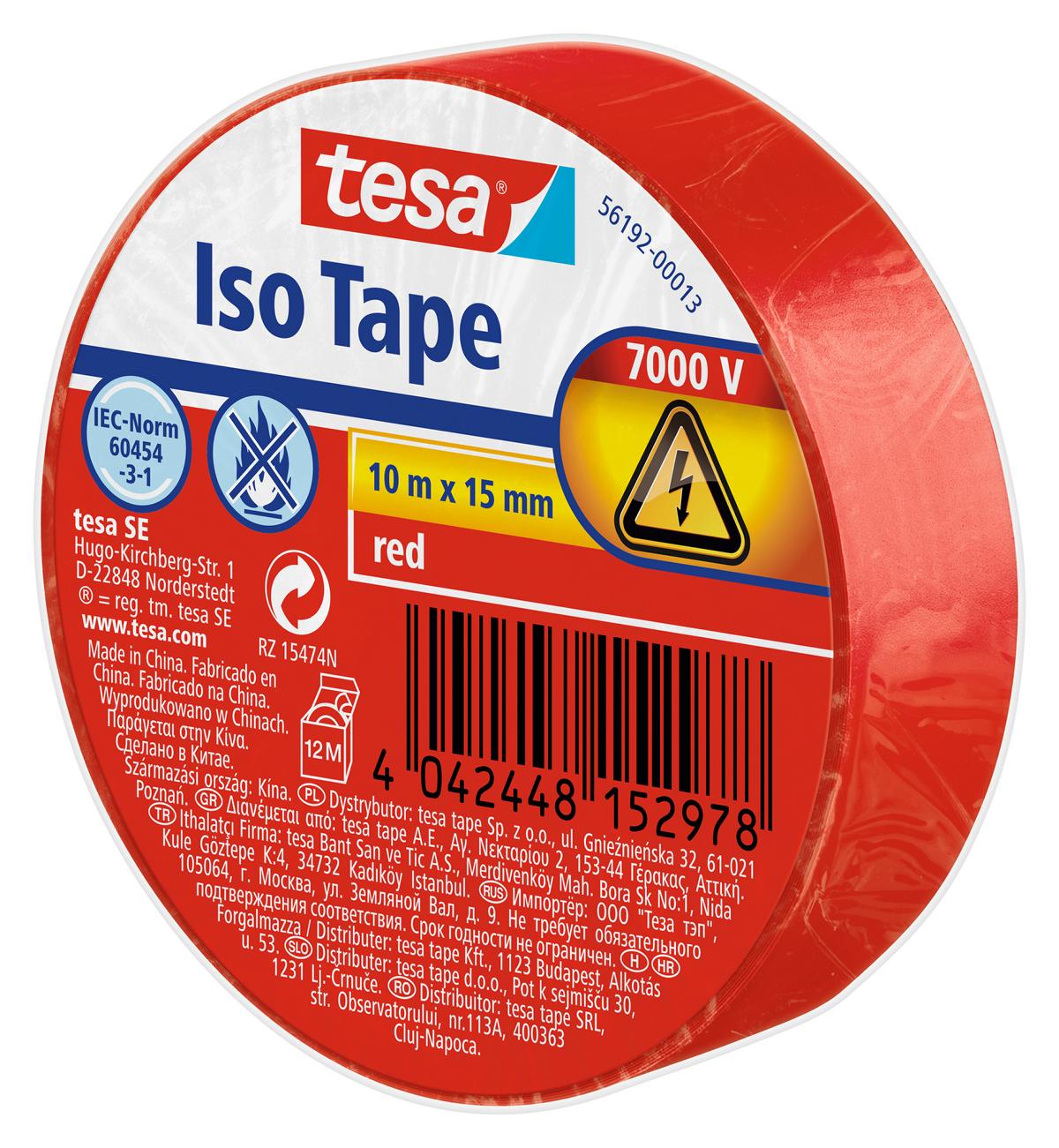 tesa Isolierband, rot, 10 m