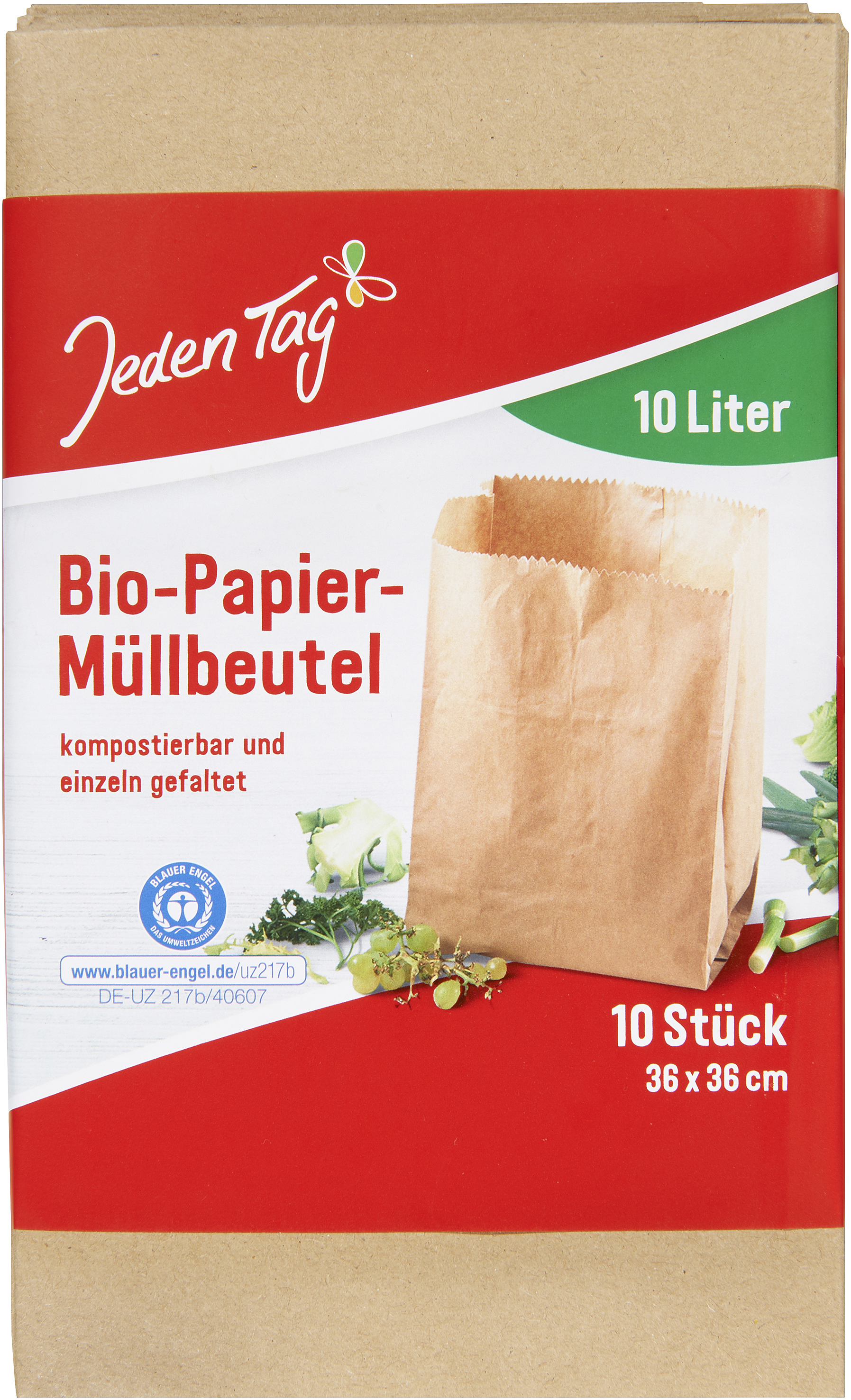 Jeden Tag Bio Papier Müllbeutel, 10 x10 l Jeden Tag Bio Papier Müllbeutel, 10 x10 l