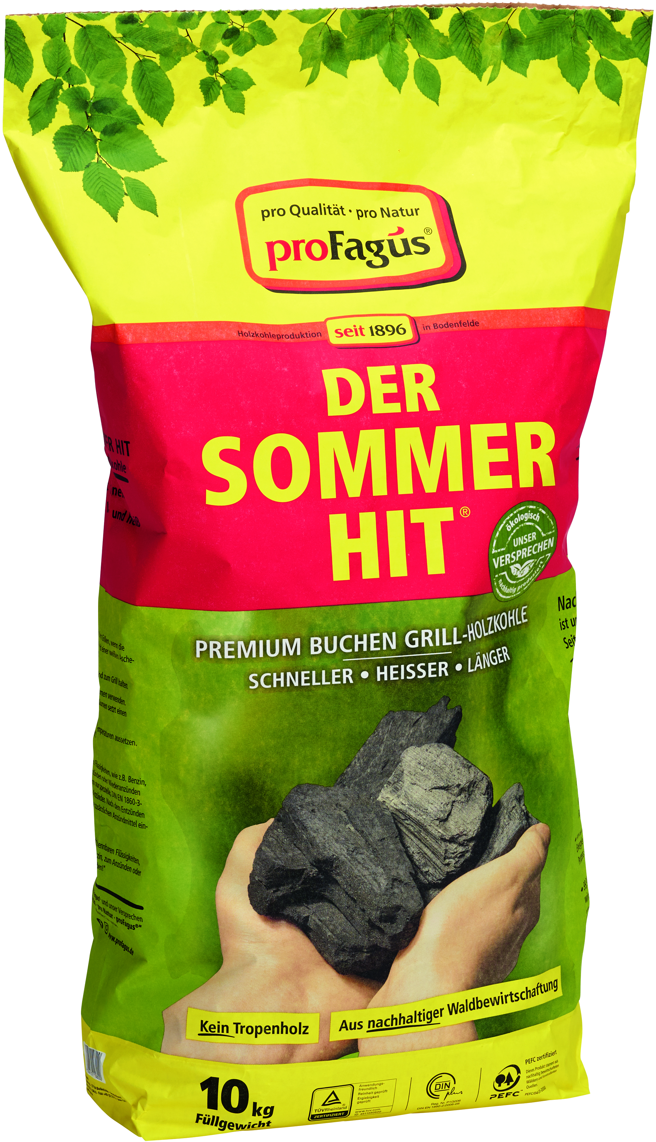 proFagus Premium Buchen Grill-Holzkohle - Der Sommer Hit, 10 kg