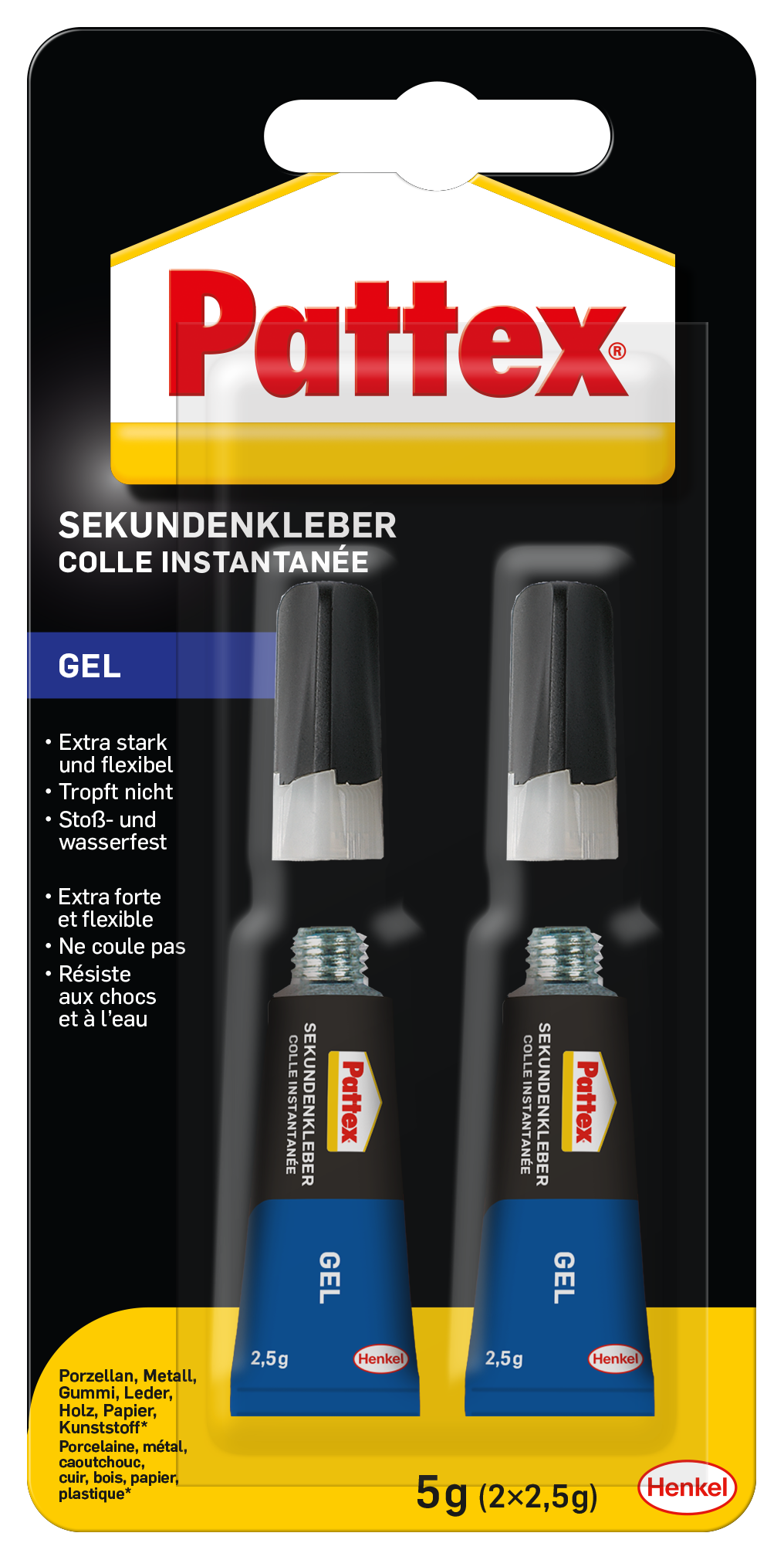 Pattex Sekundenkleber Gel Sonderpack, 2 x 2,5 g