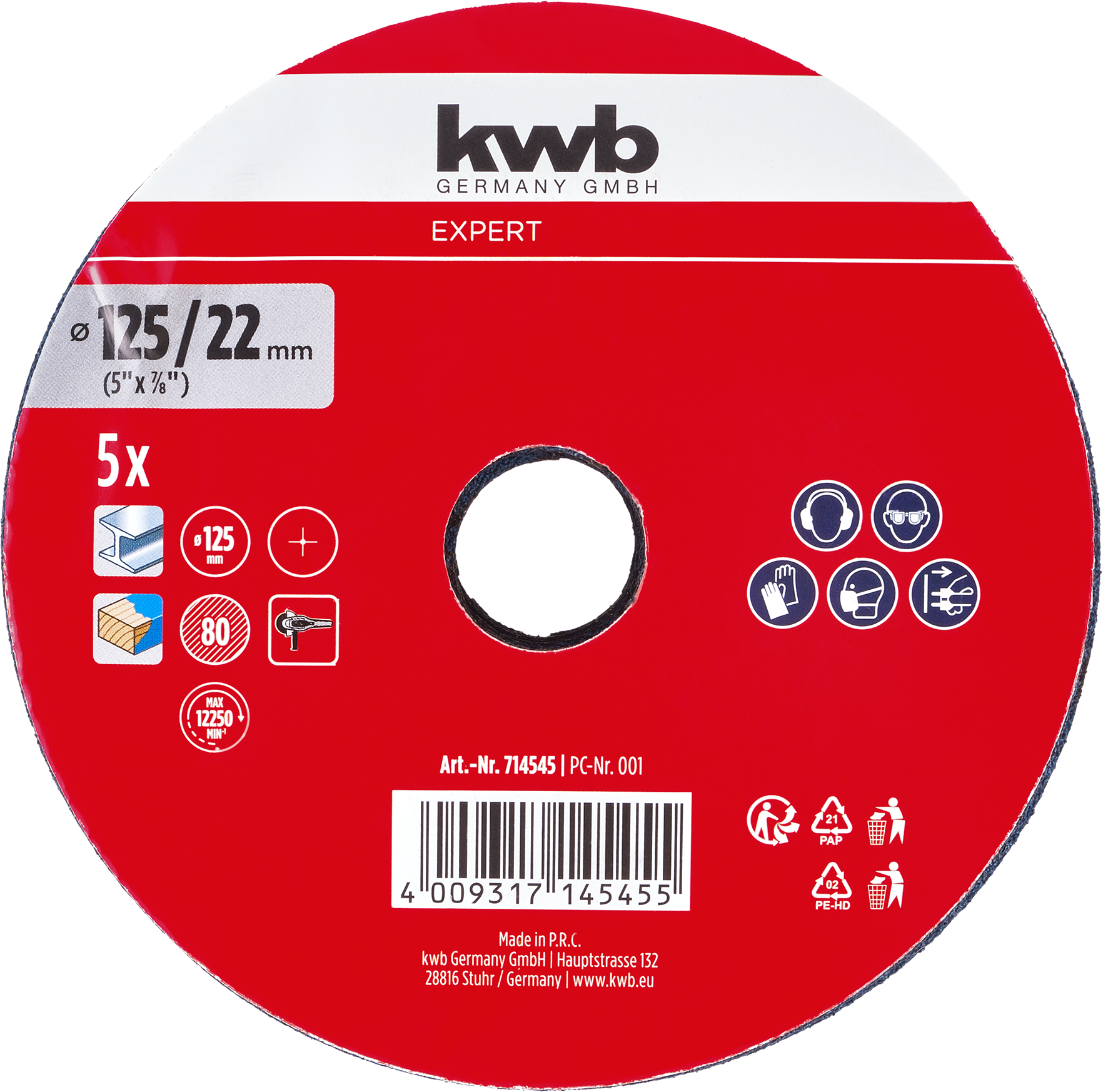 Kwb 5 Fiberscheibe, 125 mm, K80 Kwb 5 Fiberscheibe, 125 mm, K80