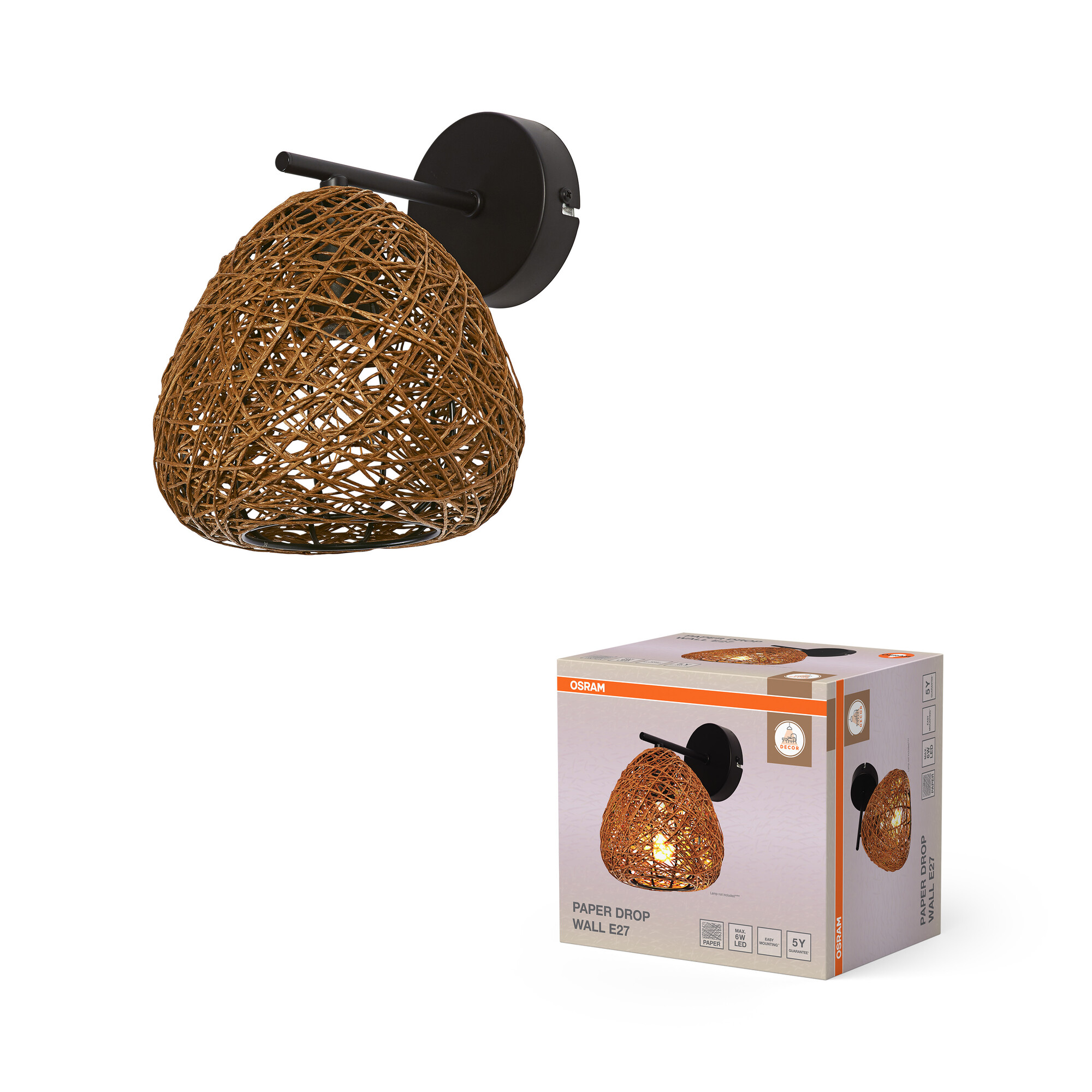 Osram Decor Wandleuchte, 1xE27, schwarz