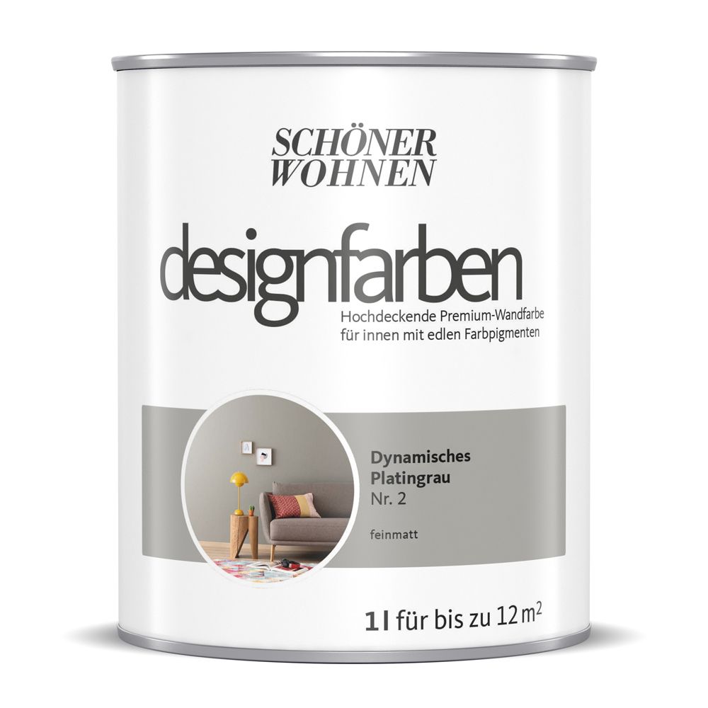 Schöner Wohnen Designfarbe, dynamisches platingrau, 1L