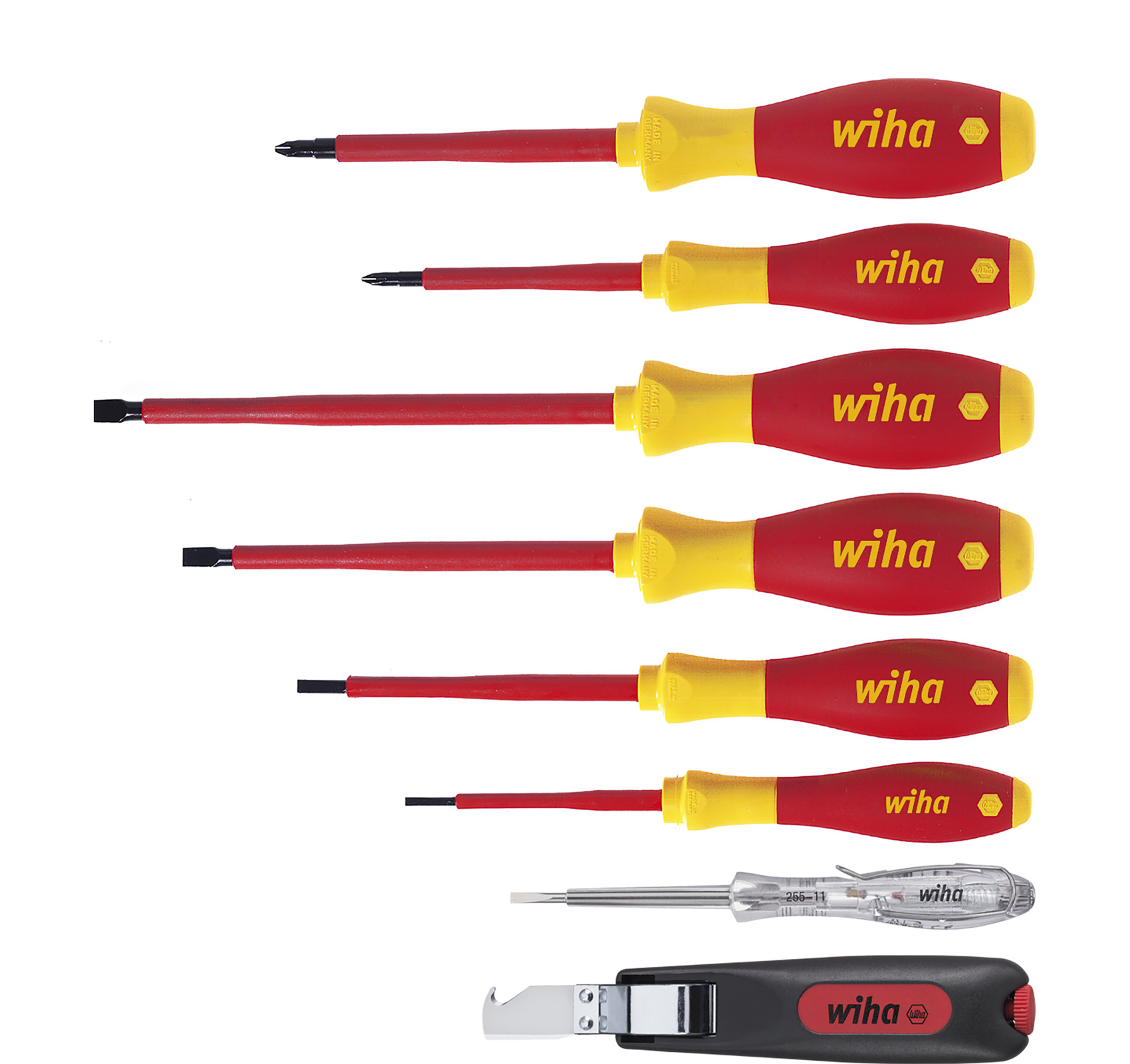 Wiha Schraubendreher 320N K7 SoftFinish electric Schlitz/PH und Kabelmesser, 8-teilig