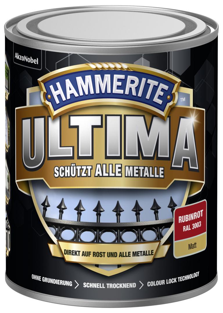 734610_4007591724465_5379757_Hammerite_ULTIMA_matt_750ml_rubinrot HAMMERITE  METALLSCHUTZLACK ULTIMATE MATT RUBINROT RAL 3003 750ML