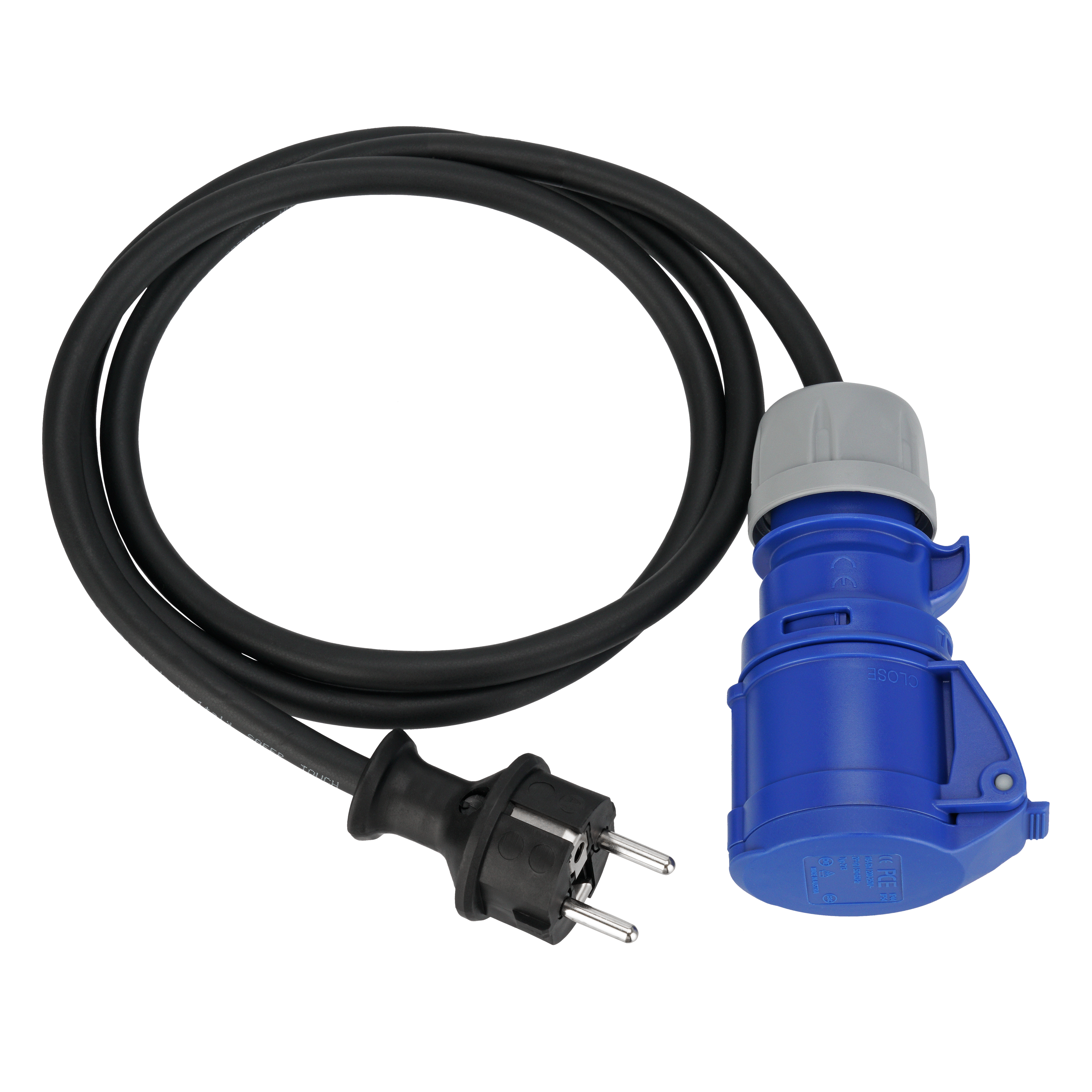 REV Caravan-Adapter-Leitung 1,5 m, Schuko-St/CEE-Ku 3polig, schwarz