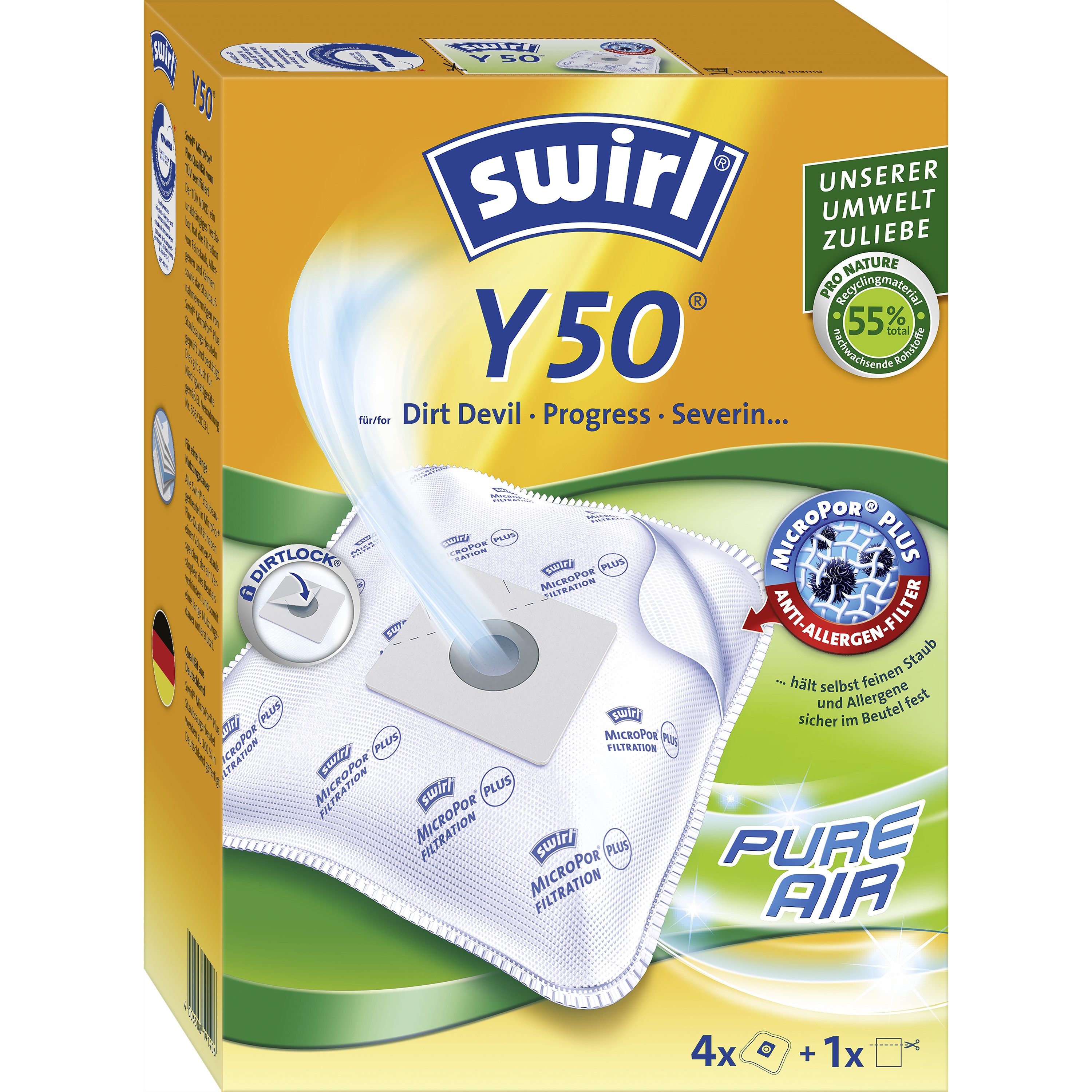 384562 SWIRL STAUBSAUGERBEUTEL Y 50 AIRSP. 4 BT