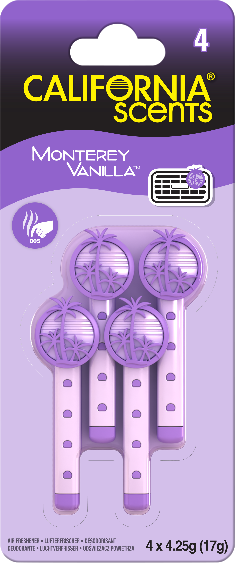 California Scents Auto-Lufterfrischer Vent Sticks, Monterey Vanilla California Scents Auto-Lufterfrischer Vent Sticks, Monterey Vanilla