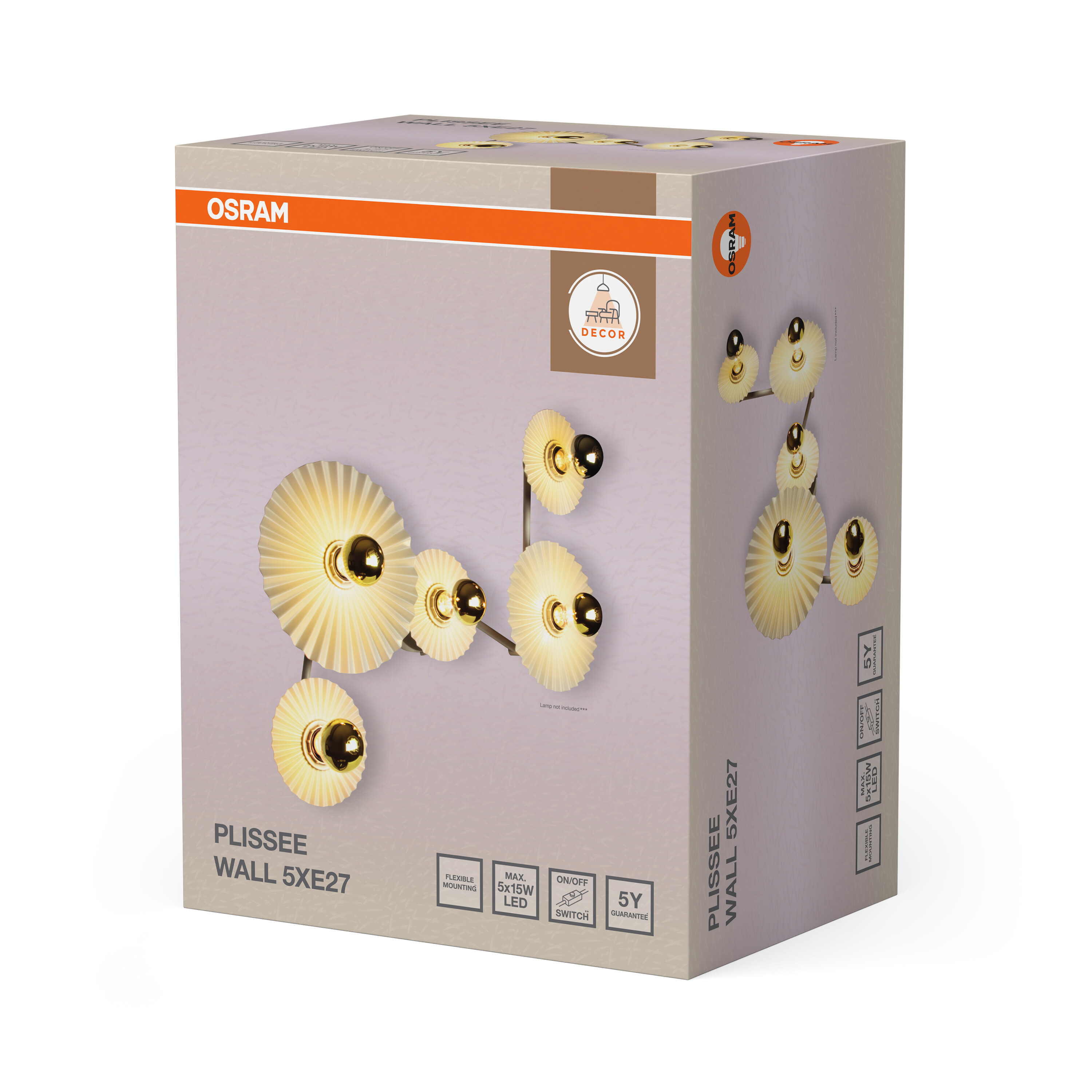 Osram DECOR Plissee Wall, 5XE27, beige