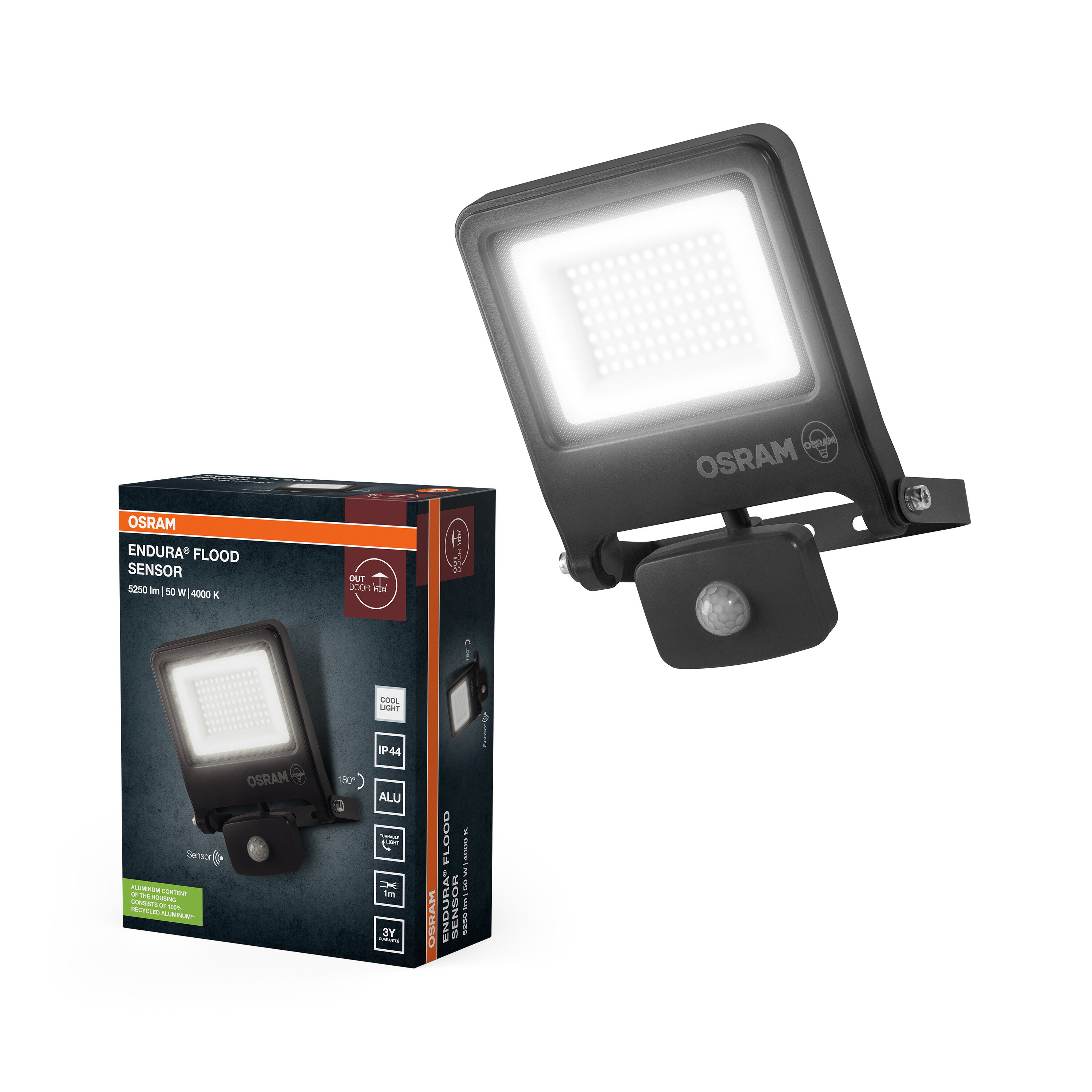 Osram LED Fluter mit Sensor, 10W, Kaltweiß
